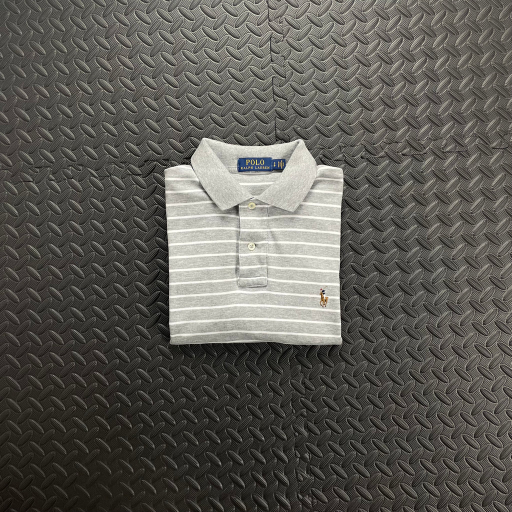 Ralph Lauren Striped Soft Cotton Polo Shirt - Grey
