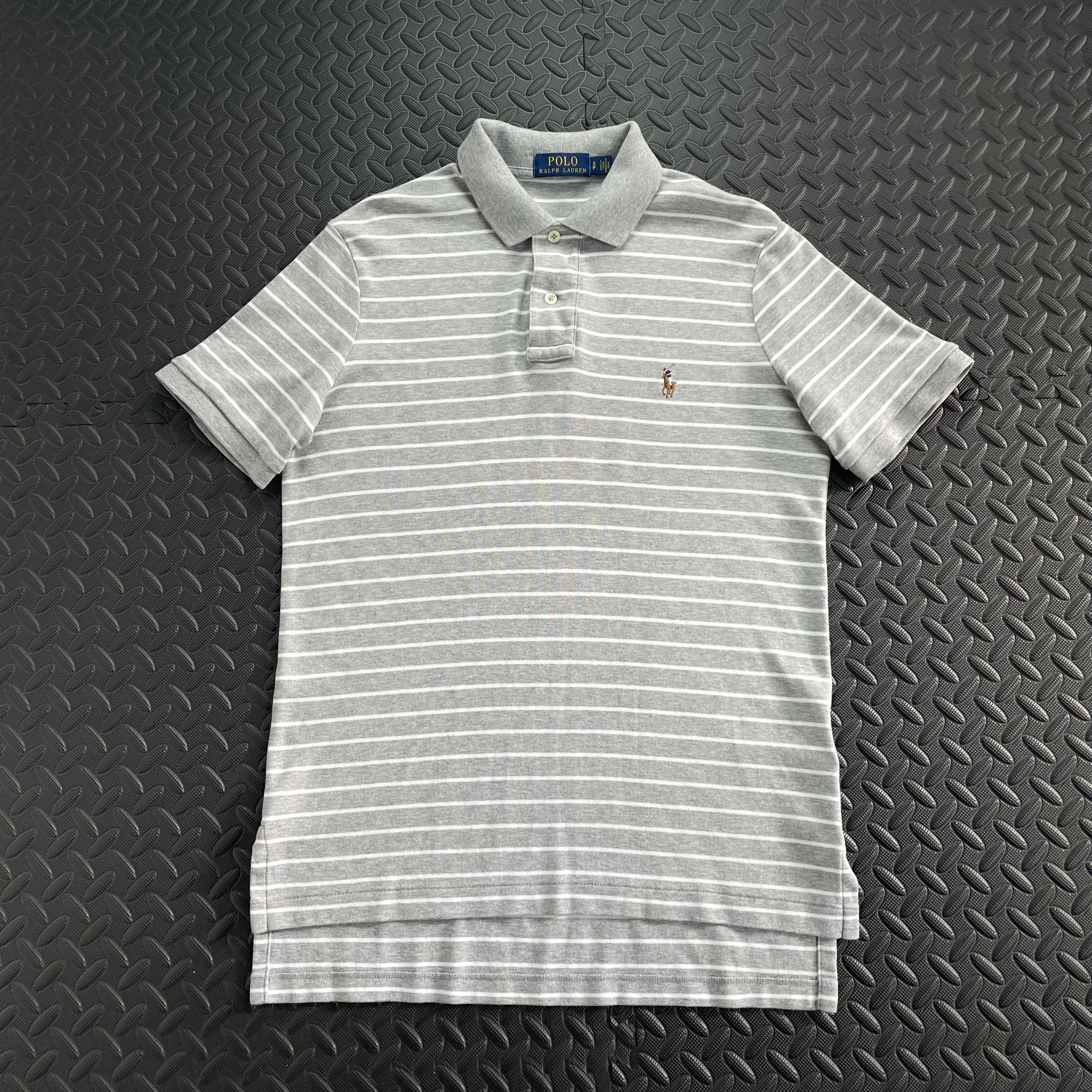 Ralph Lauren Striped Soft Cotton Polo Shirt - Grey