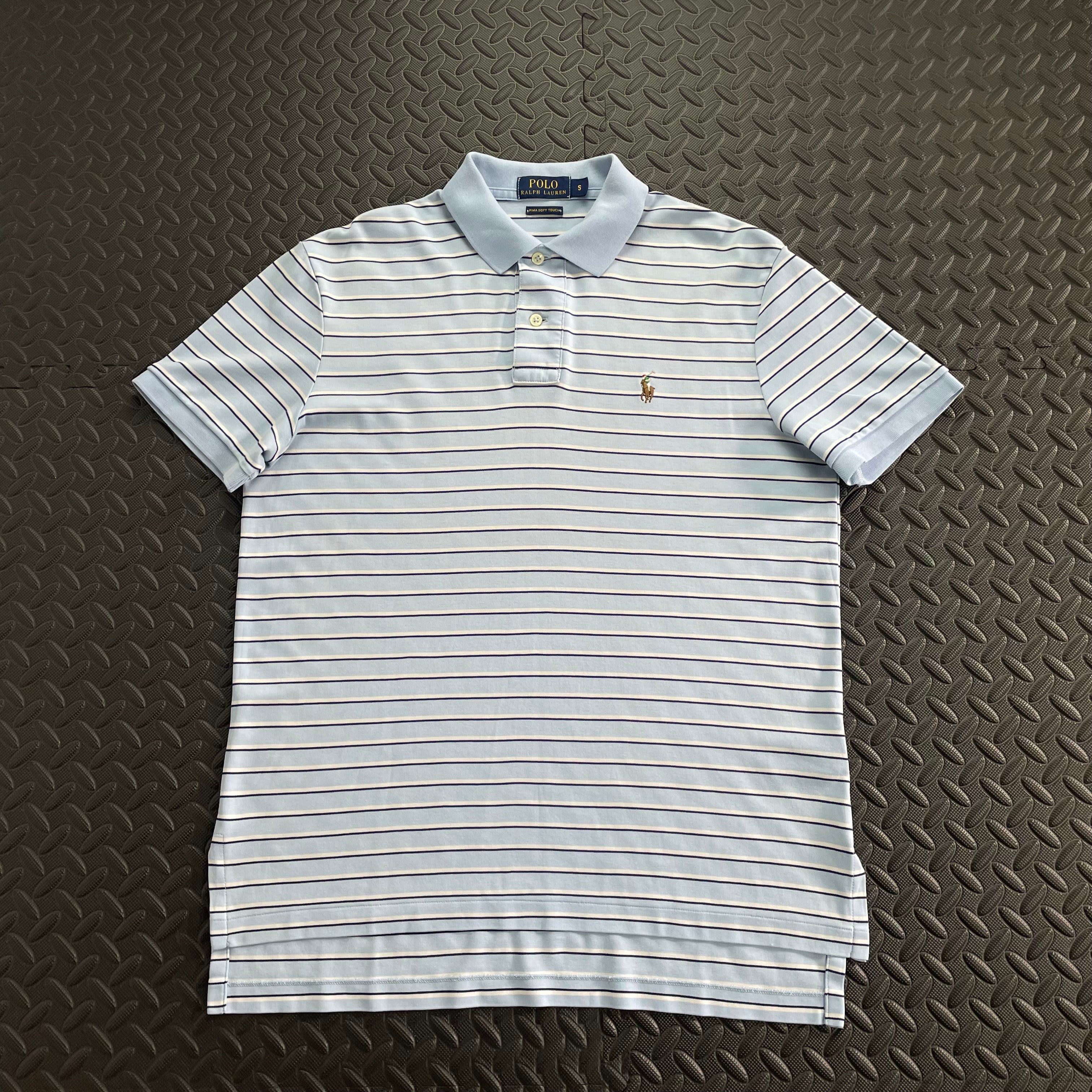 Ralph Lauren Striped Soft Cotton Polo Shirt - Light Blue