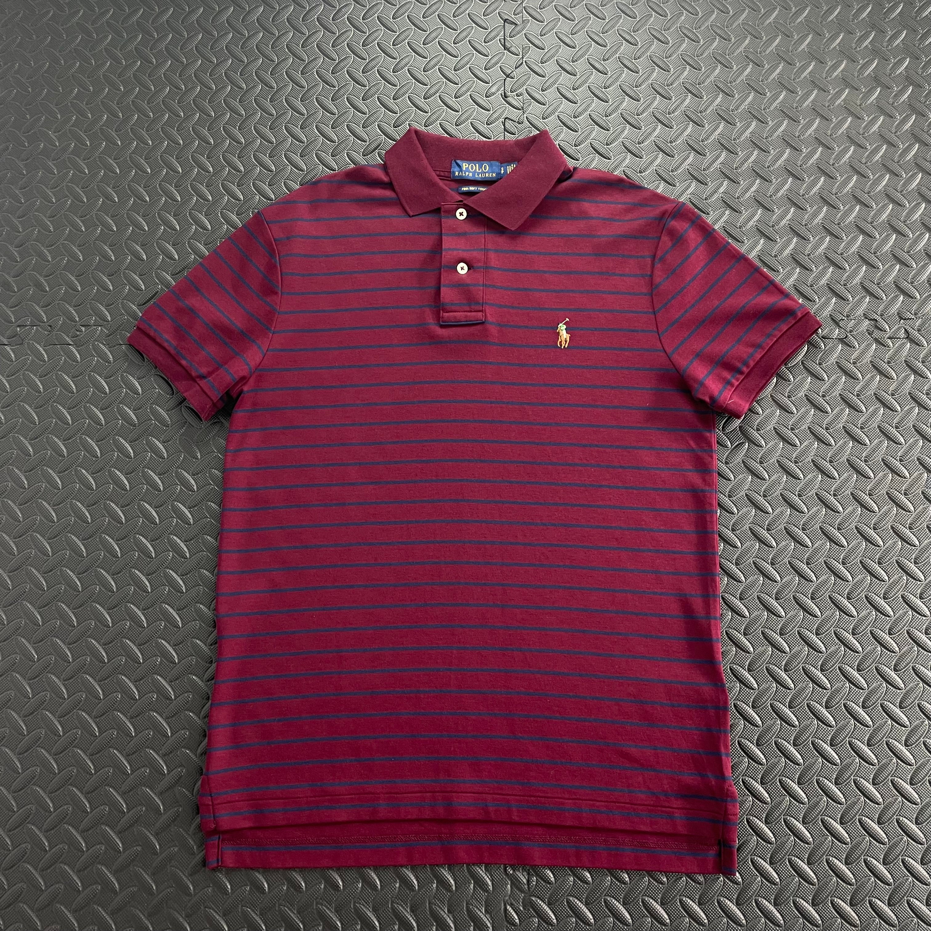 Ralph Lauren Striped Soft Cotton Polo Shirt - Burgundy