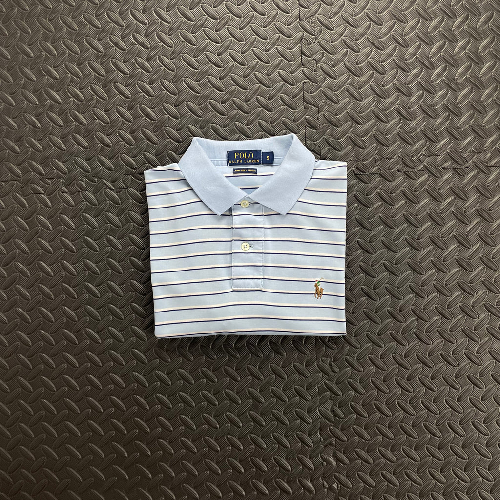 Ralph Lauren Striped Soft Cotton Polo Shirt - Light Blue
