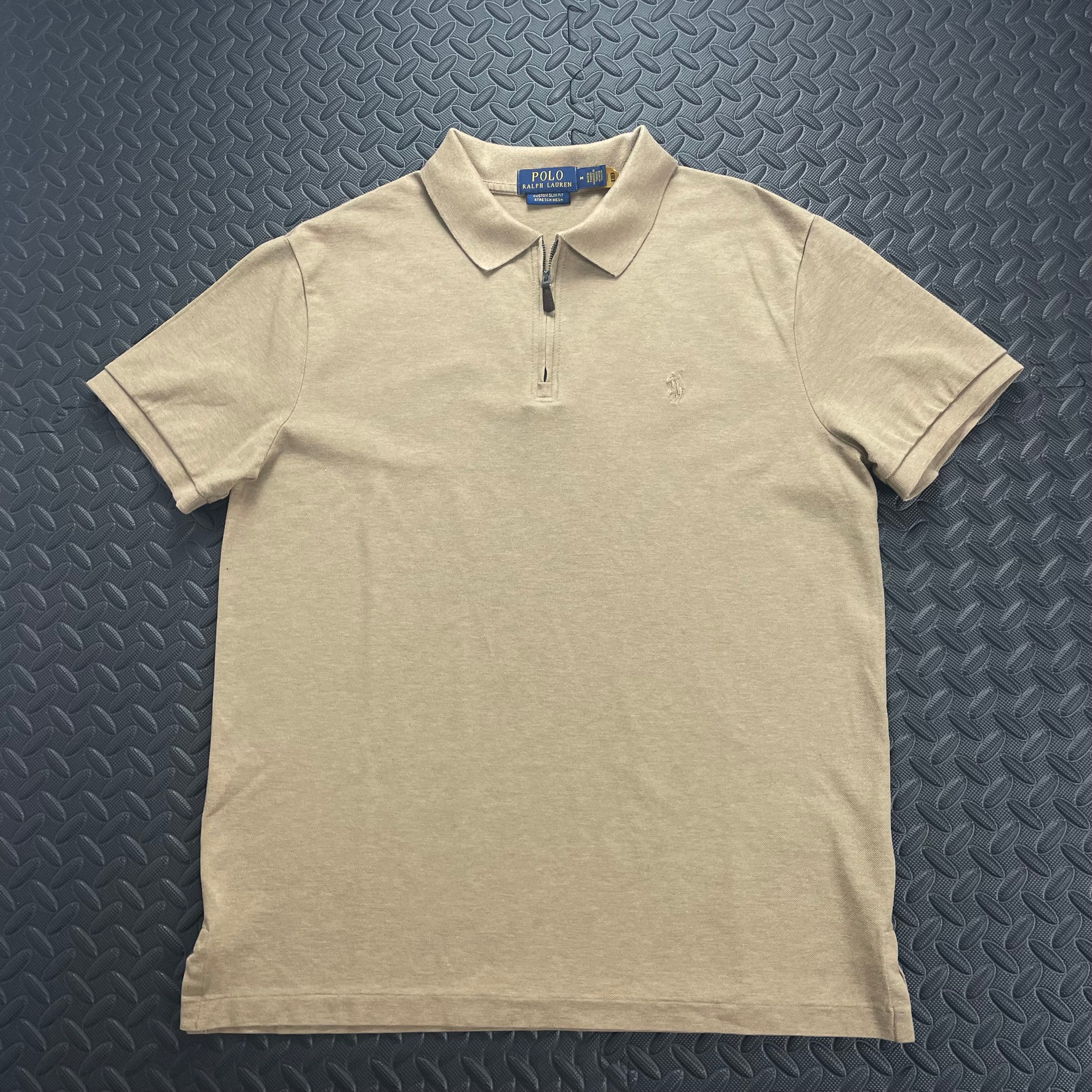 Ralph Lauren Quarter Zip Polo Shirt - Beige