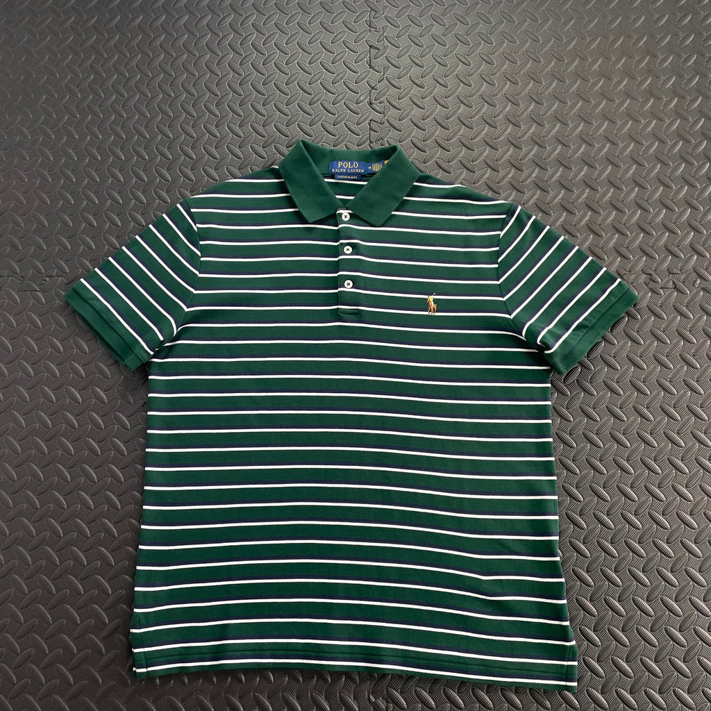 Ralph Lauren Striped Soft Cotton Polo Shirt - Dark Green