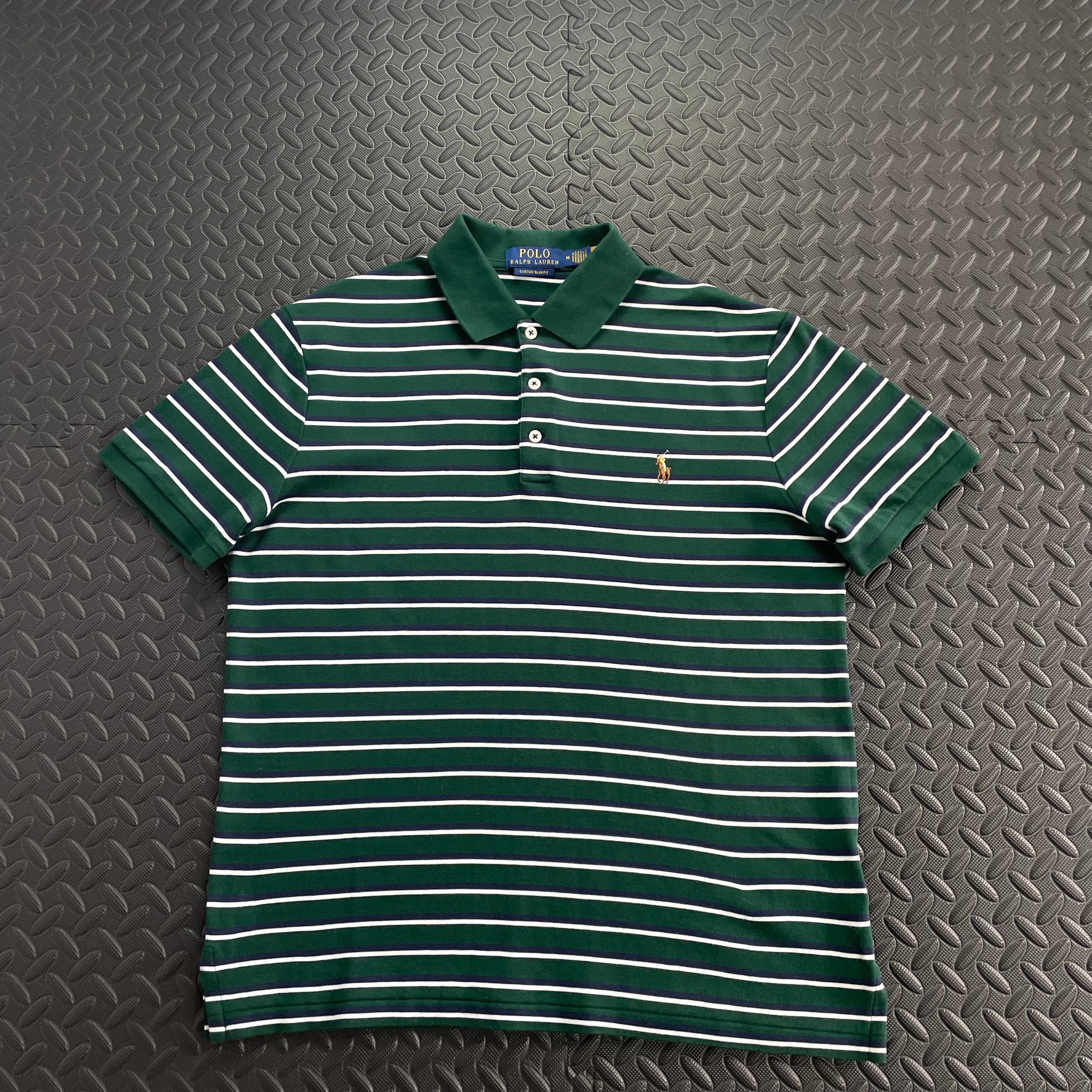 Ralph Lauren Striped Soft Cotton Polo Shirt - Dark Green