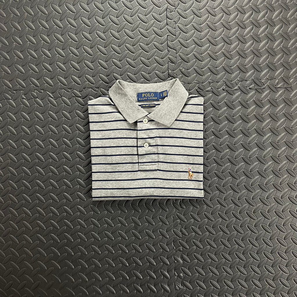 Ralph Lauren Striped Soft Cotton Polo Shirt - Dark Grey