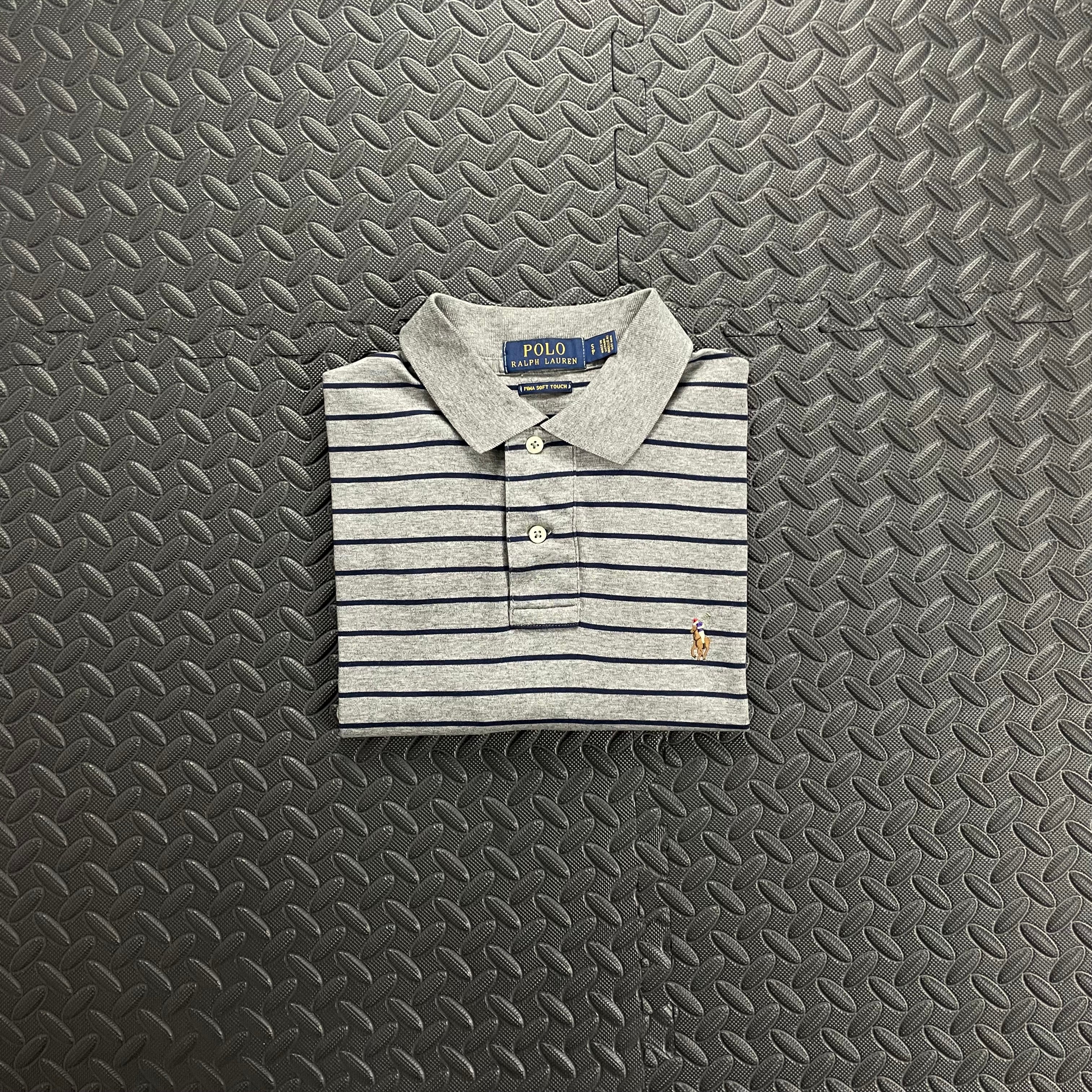 Ralph Lauren Striped Soft Cotton Polo Shirt - Dark Grey