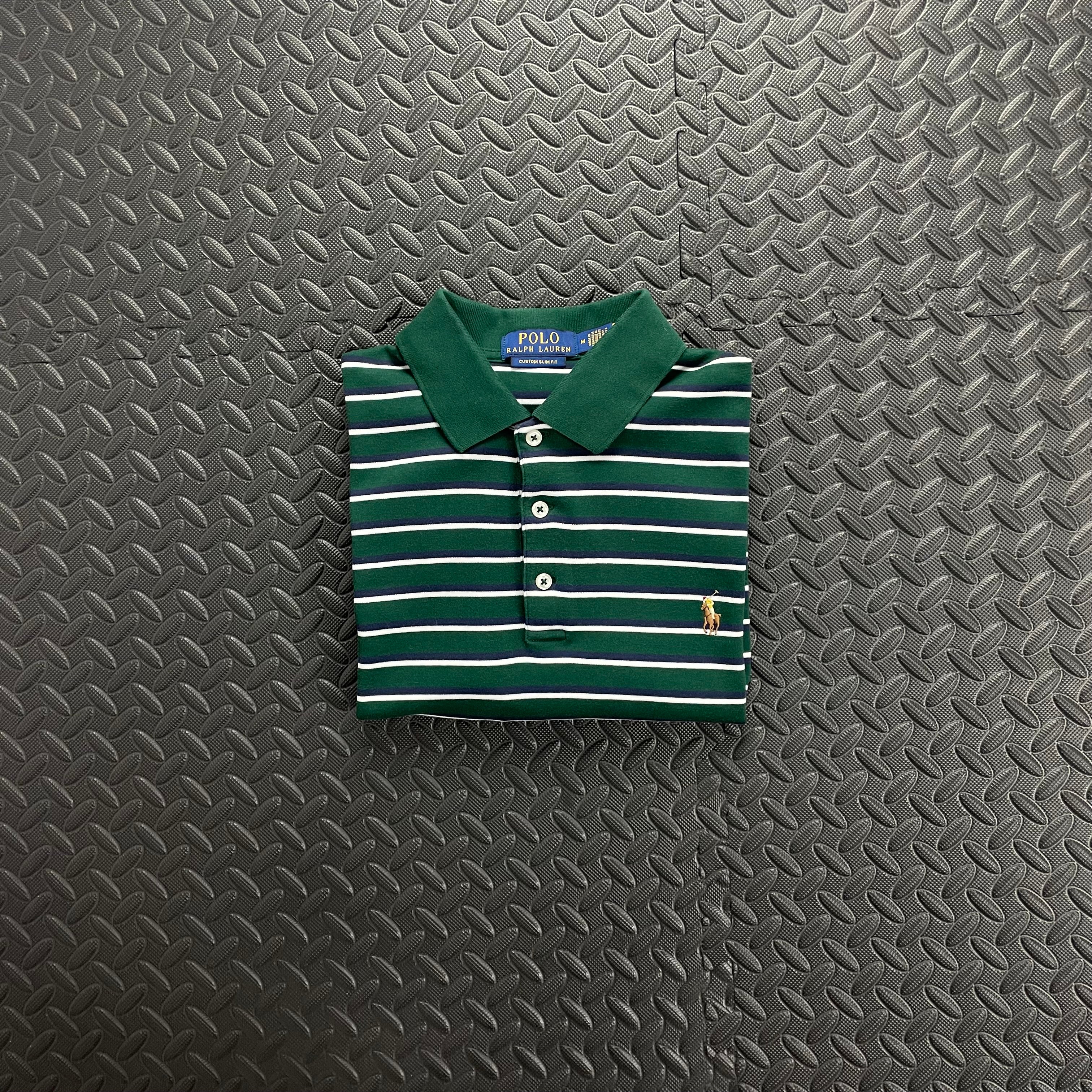 Ralph Lauren Striped Soft Cotton Polo Shirt - Dark Green