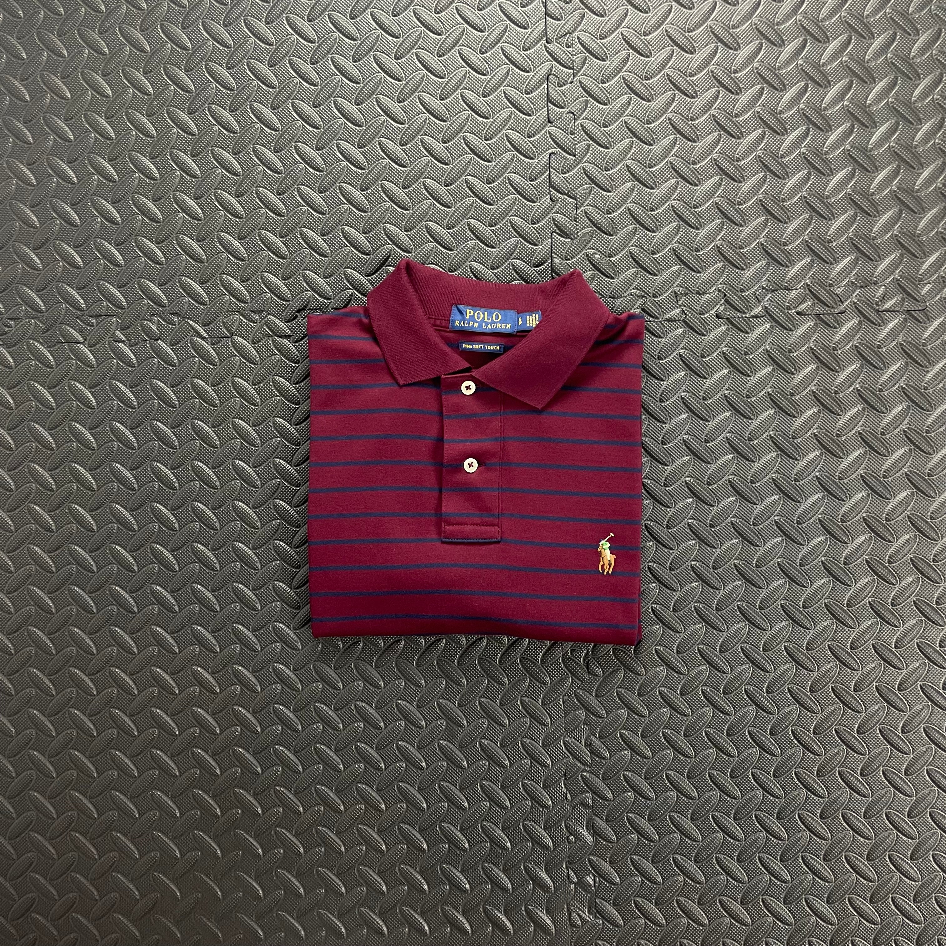 Ralph Lauren Striped Soft Cotton Polo Shirt - Burgundy