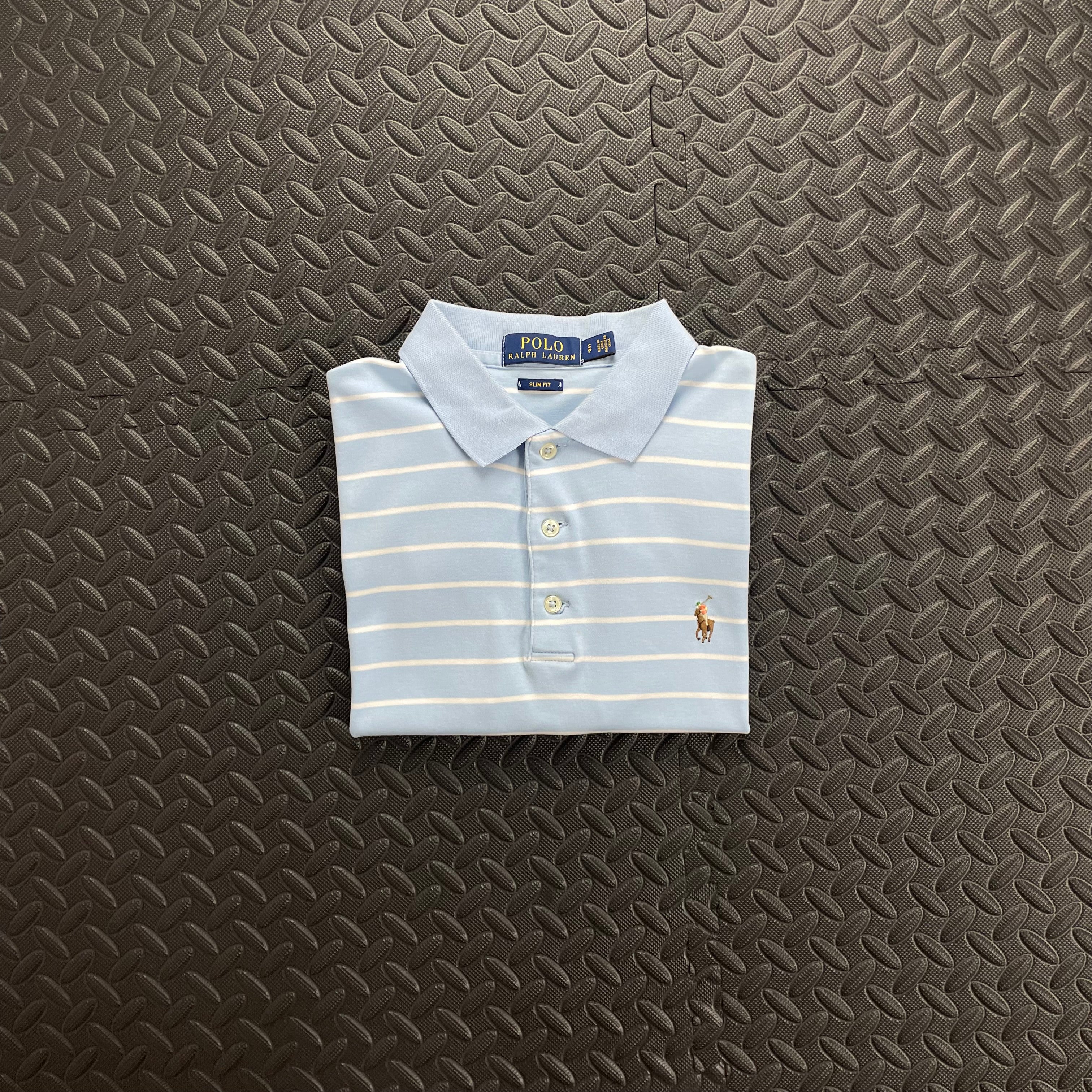 Ralph Lauren Striped Soft Cotton Polo Shirt - Light Blue