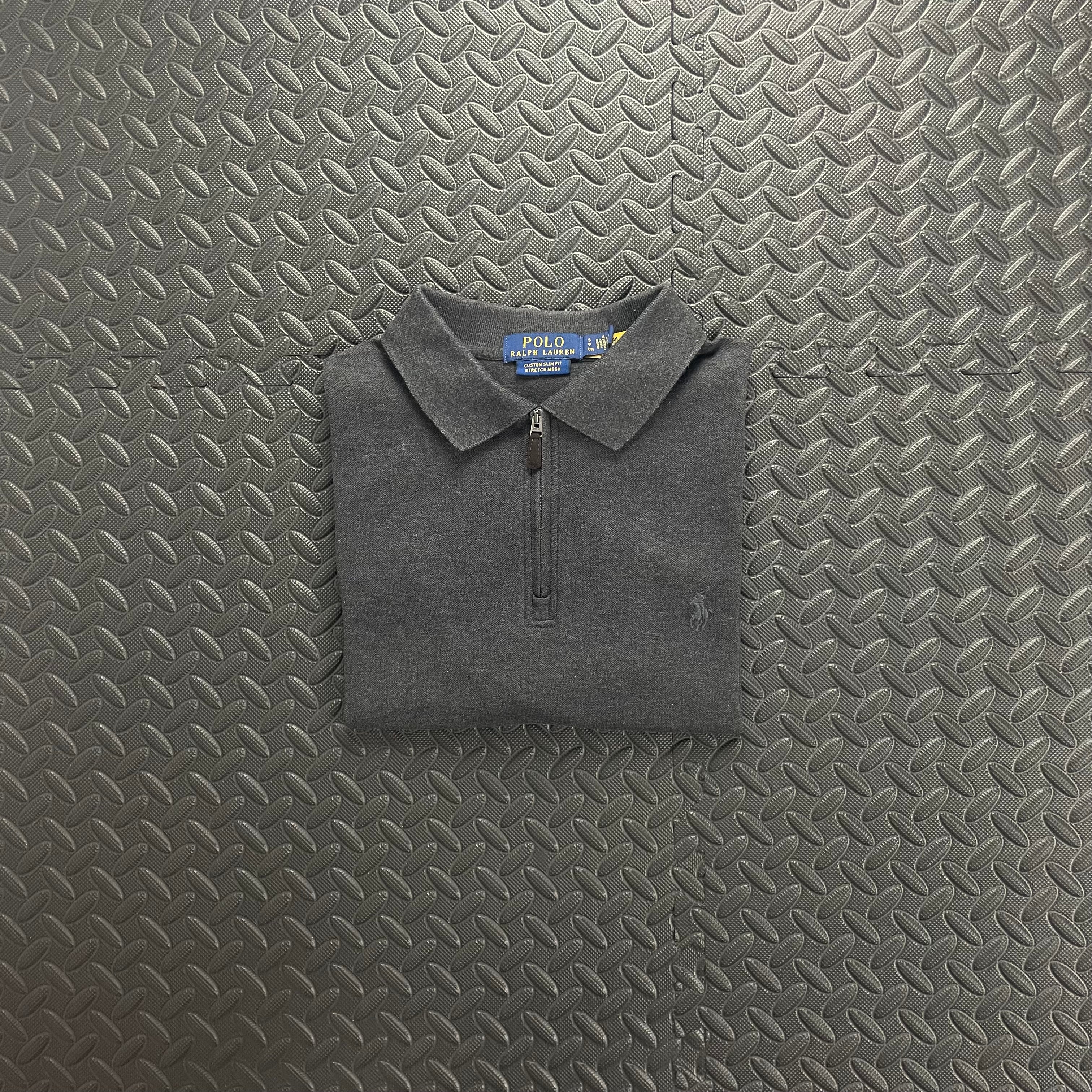 Ralph Lauren Quarter Zip Polo Shirt - Grey
