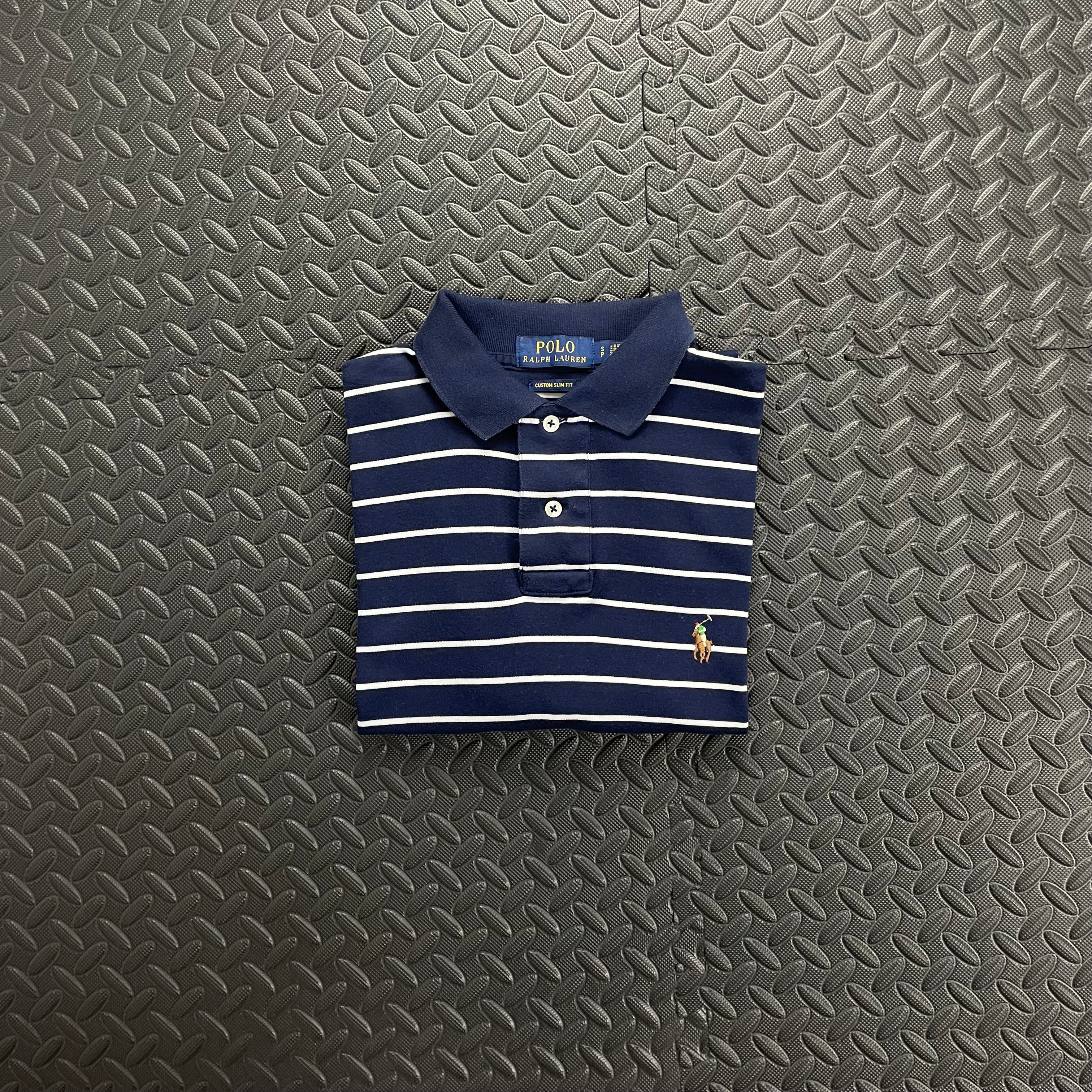 Ralph Lauren Striped Soft Cotton Polo Shirt - Navy