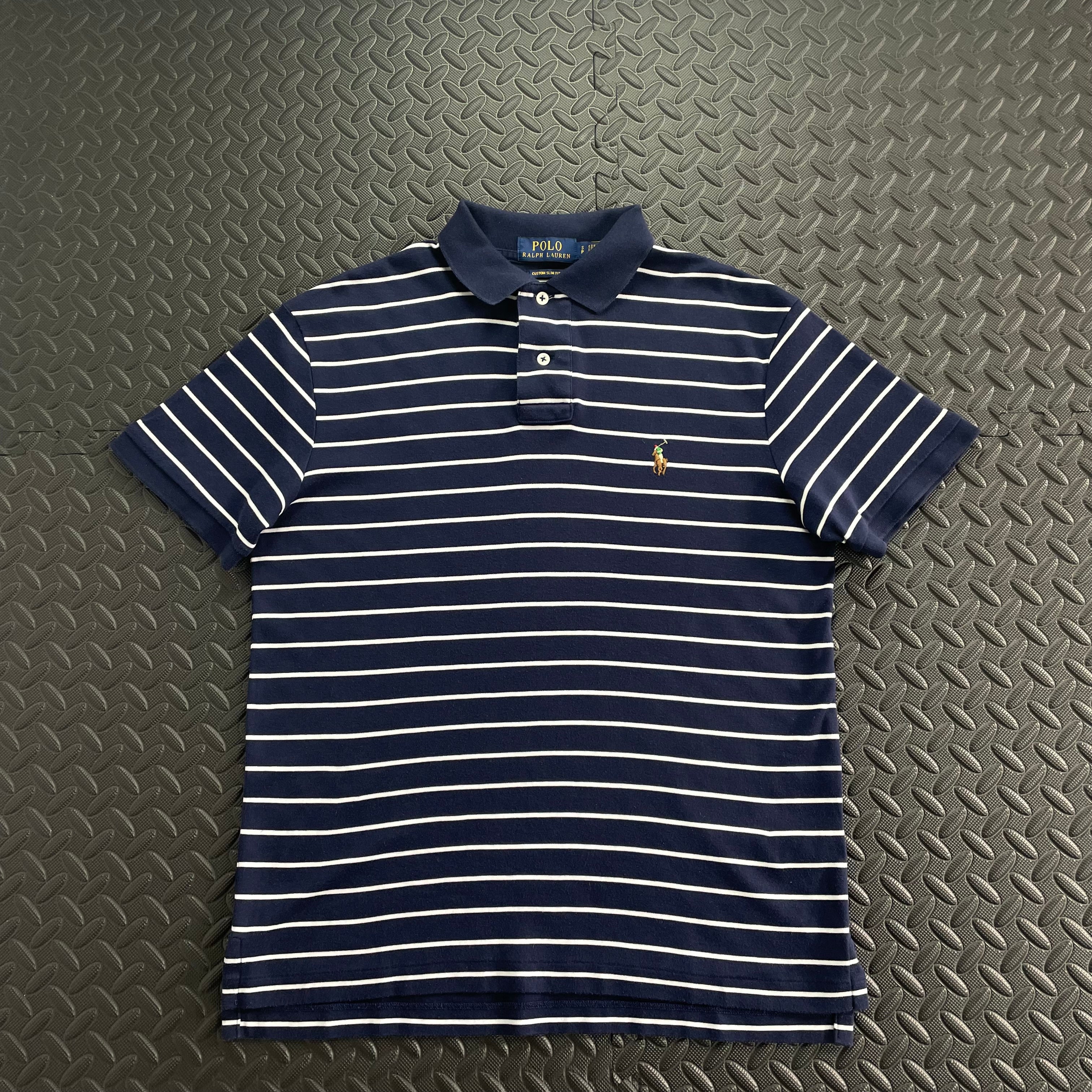 Ralph Lauren Striped Soft Cotton Polo Shirt - Navy