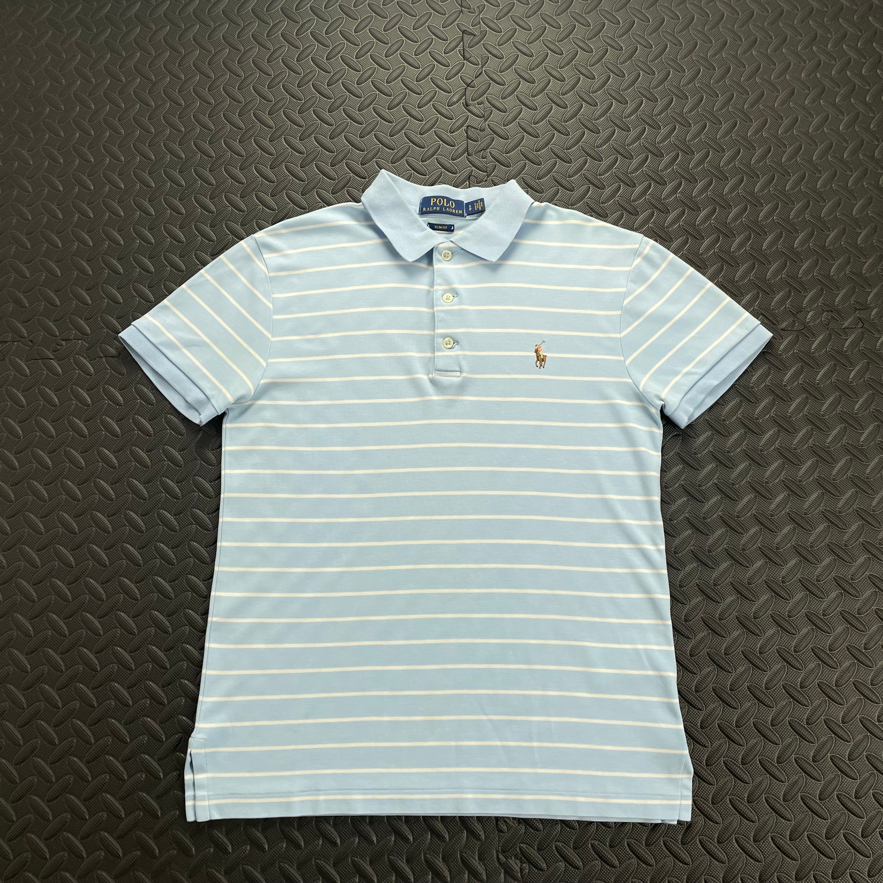 Ralph Lauren Striped Soft Cotton Polo Shirt - Light Blue