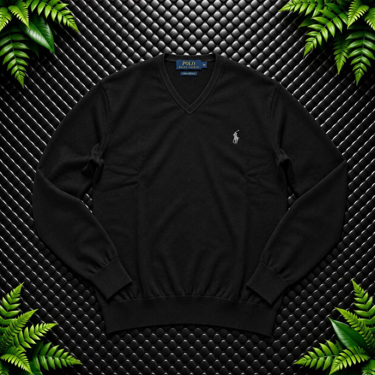 Ralph Lauren Black V-Neck Jumper / Merino Wool | Men’s Slim Fit M / 3675
