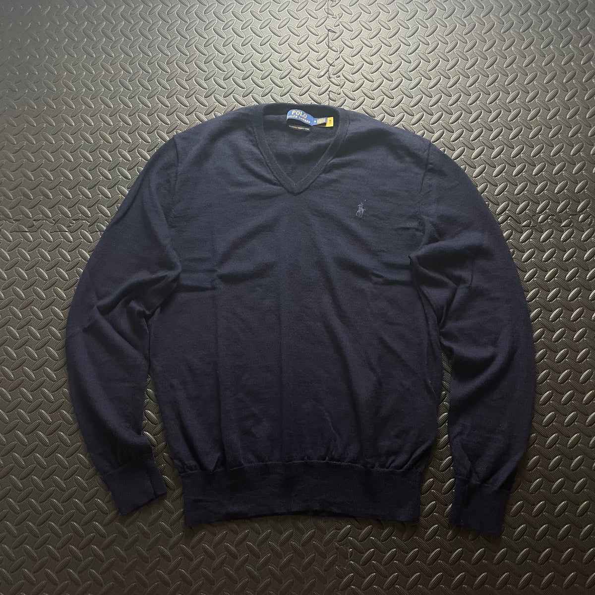 Ralph Lauren Navy V-Neck Jumper / Merino Wool | Men’s Classic Fit M / 3676