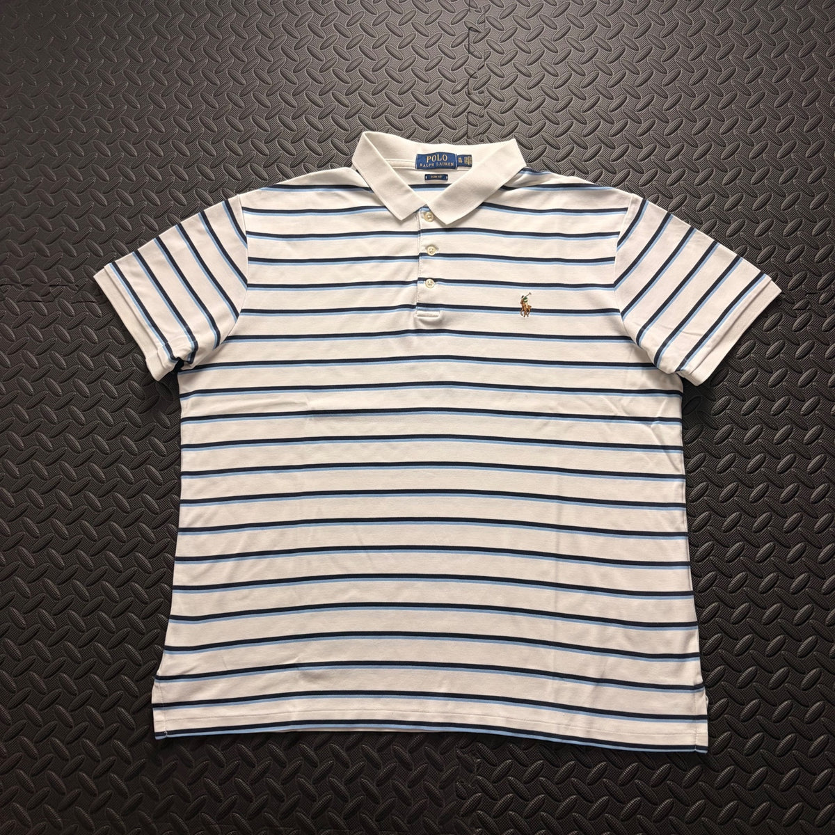 Ralph Lauren White Striped Polo Shirt | Men’s Slim Fit XL / 3813