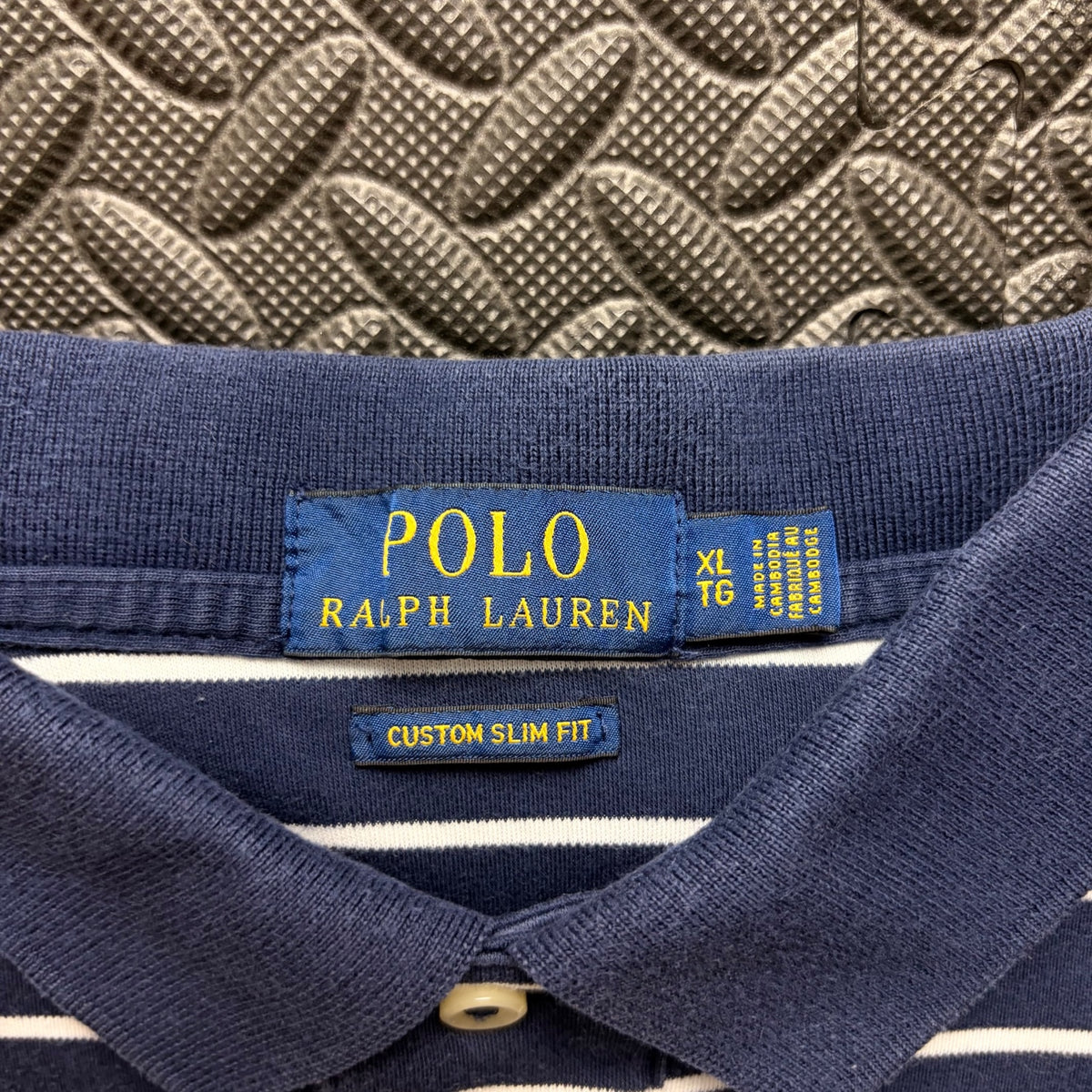 Ralph Lauren Navy Striped Polo Shirt | Men’s Custom Slim Fit XL / 3828