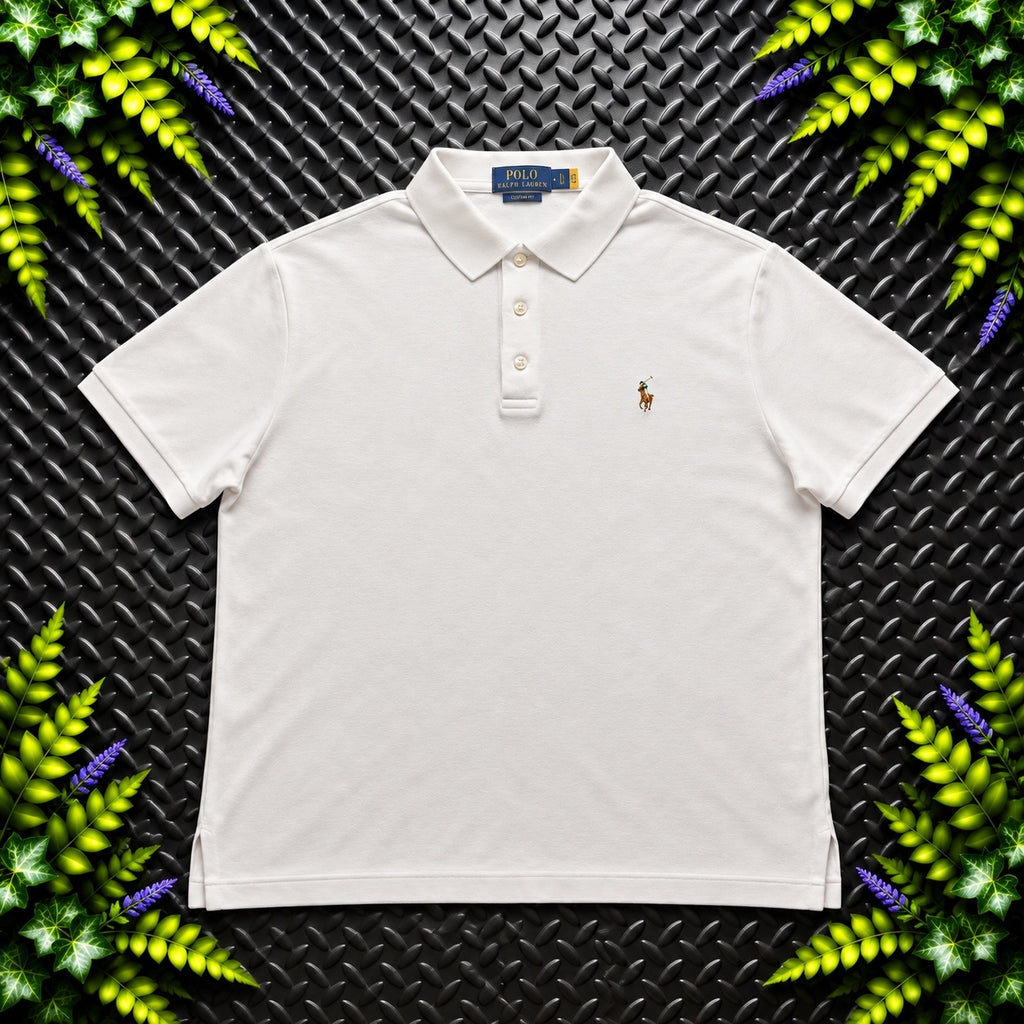 Ralph Lauren White Polo Shirt | Men’s Custom Slim Fit L / 3847