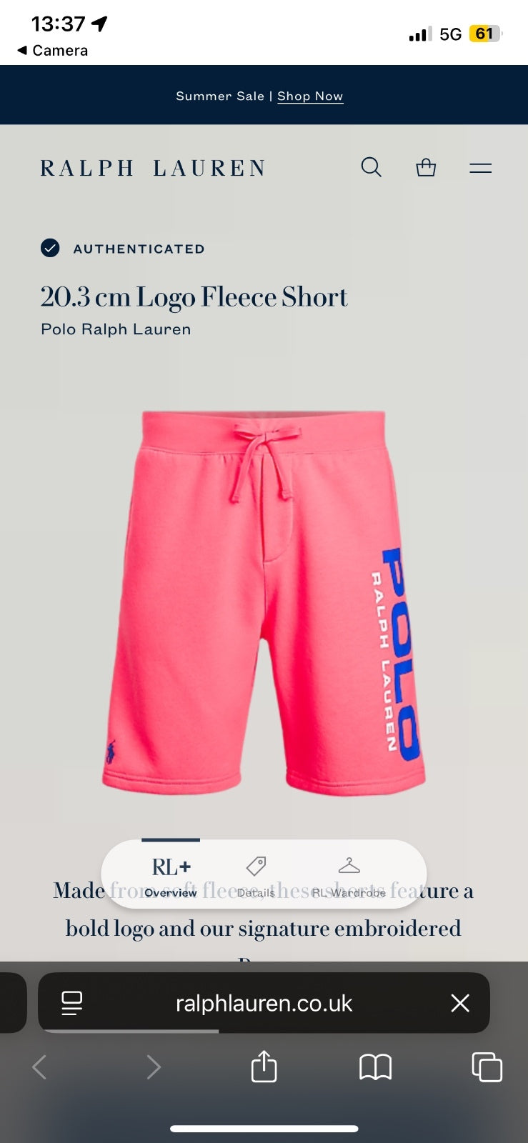 Ralph Lauren Pink Shorts | Men’s Polo Sport L / 3376