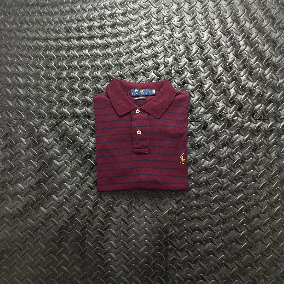 Ralph Lauren Burgundy Striped Polo Shirt | Men’s Custom Slim Fit M / 3716