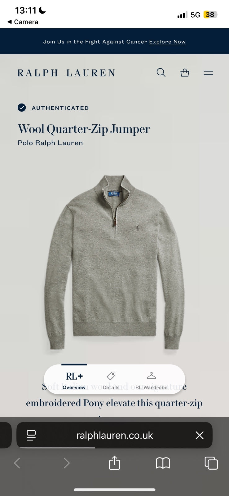 Ralph Lauren Grey Wool 1/4 Zip Jumper | Men’s XXL / 3790