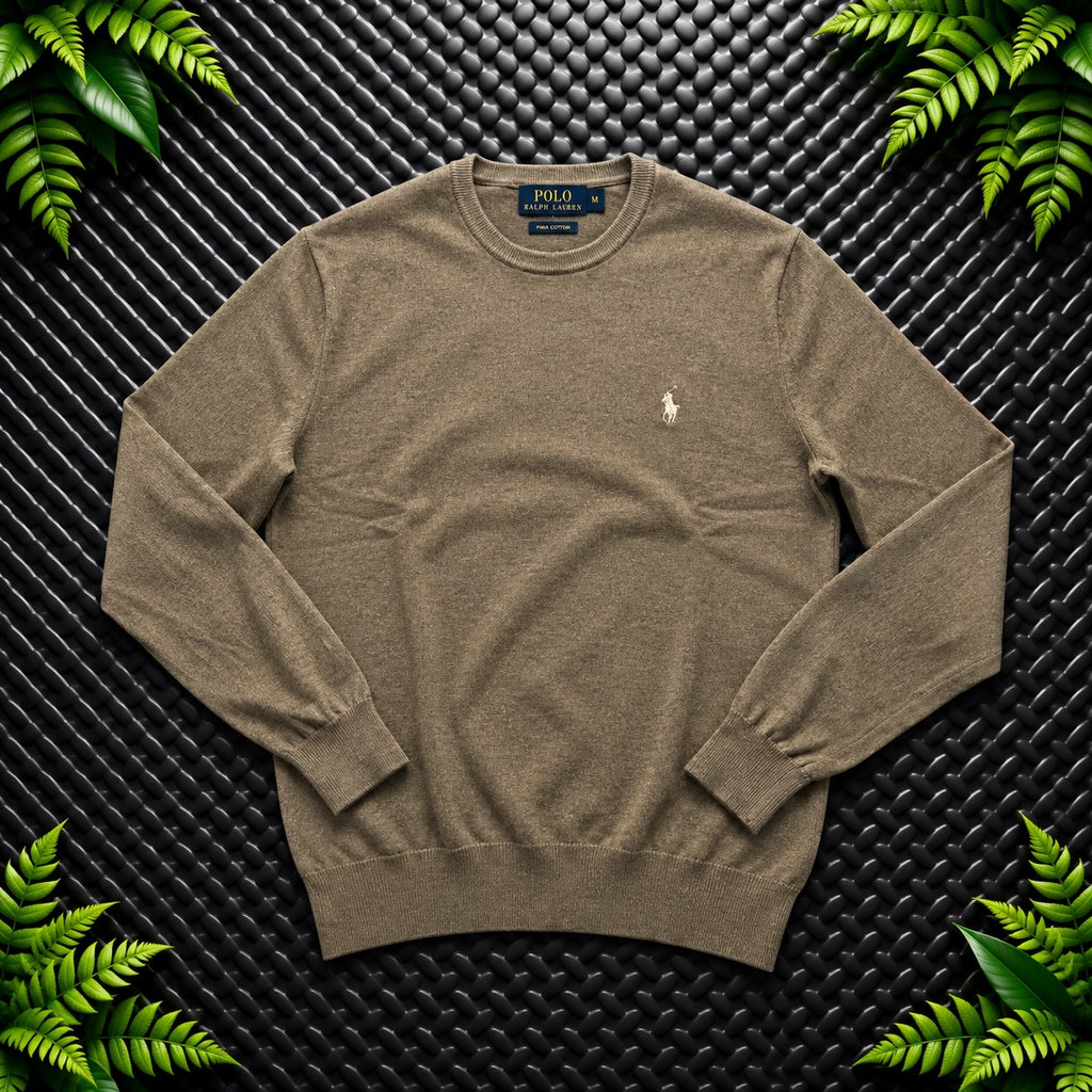 Ralph Lauren Brown Crewneck Jumper / Merino Wool | Mens Classic Fit S / 3678