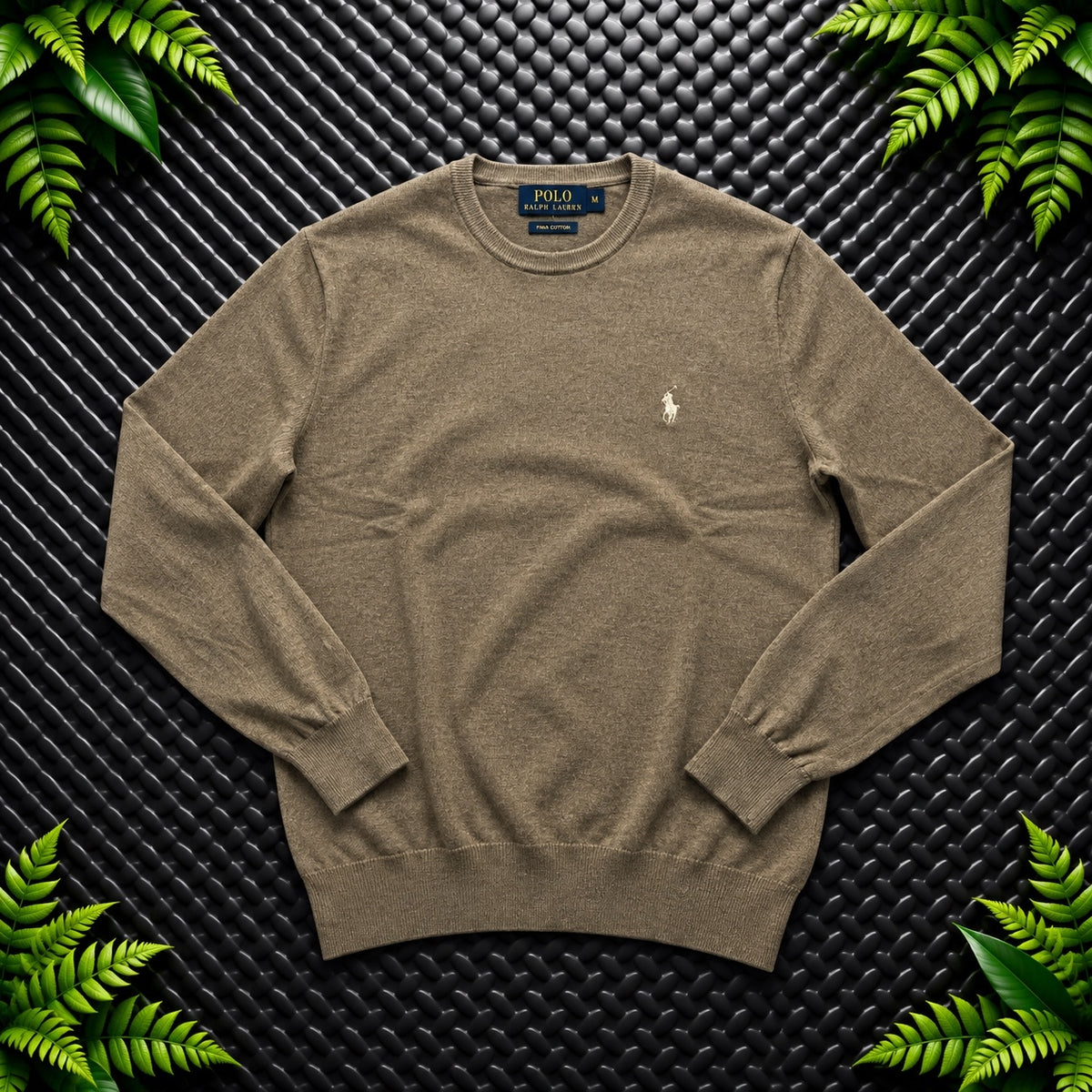 Ralph Lauren Brown Crewneck Jumper / Merino Wool | Mens Classic Fit S / 3678