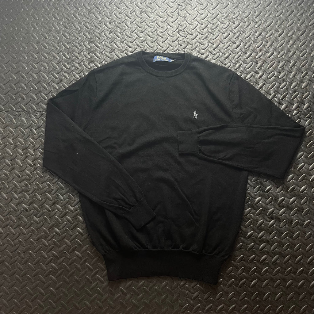 Ralph Lauren Black Crewneck Jumper / Merino Wool | Mens Classic Fit M / 3677
