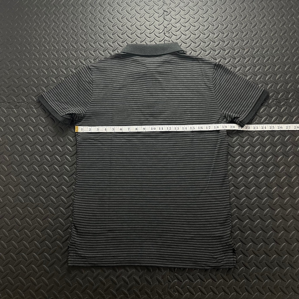 Ralph Lauren Grey Striped 1/4 Zip Polo Shirt | Men’s Custom Slim Fit M / 3698