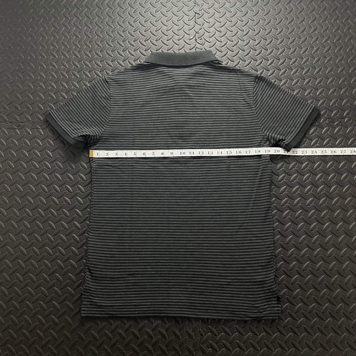 Ralph Lauren Grey Striped 1/4 Zip Polo Shirt | Men’s Custom Slim Fit M / 3698