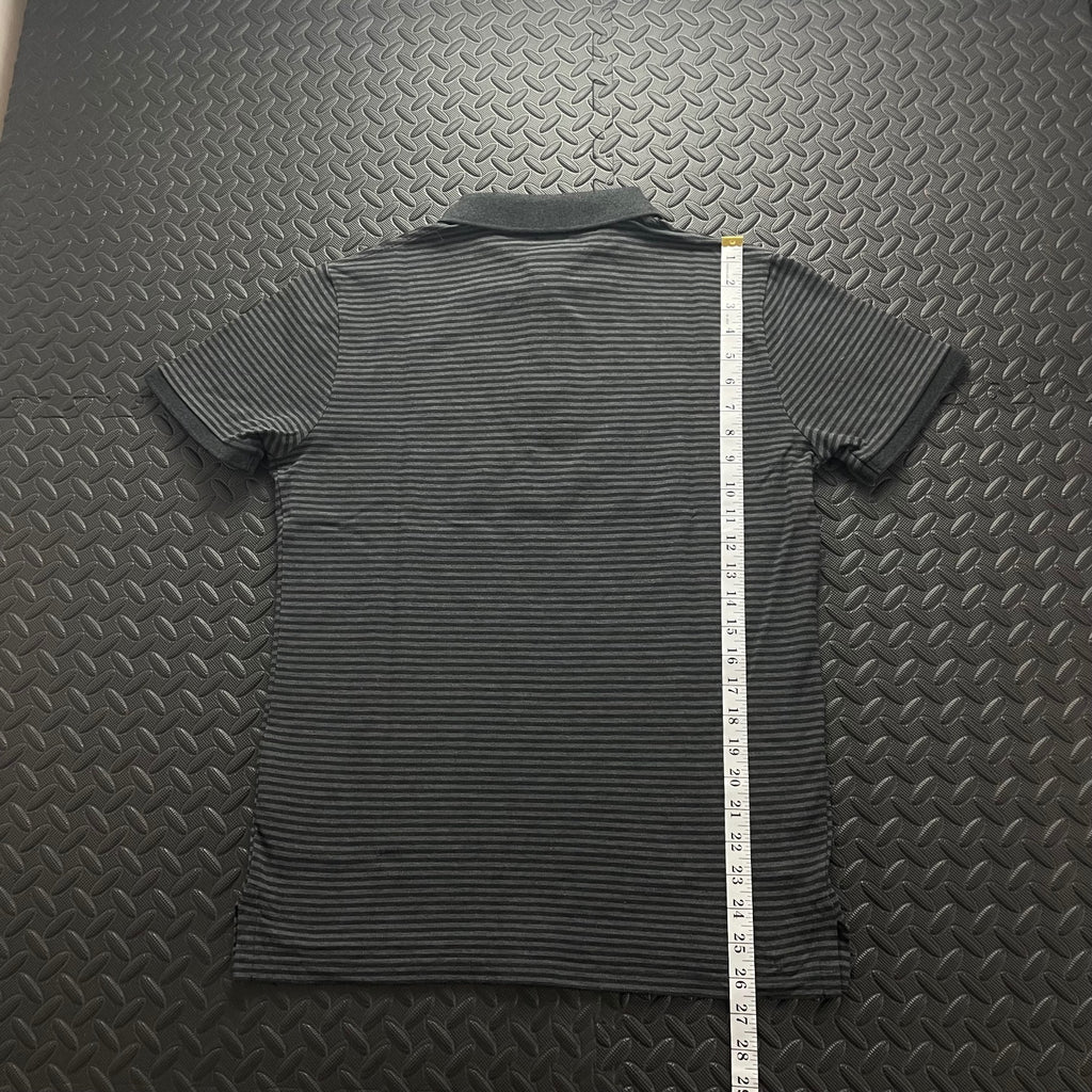 Ralph Lauren Grey Striped 1/4 Zip Polo Shirt | Men’s Custom Slim Fit M / 3698
