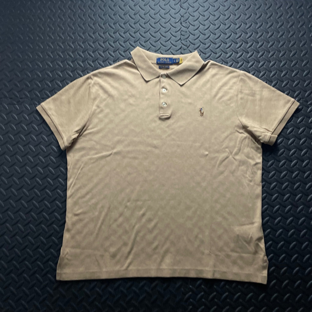 Ralph Lauren Beige Polo Shirt | Men’s Custom Slim Fit L / 3617