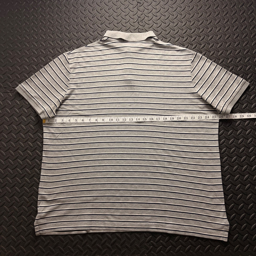 Ralph Lauren Grey Striped Polo Shirt | Men’s Classic Fit XL / 3853