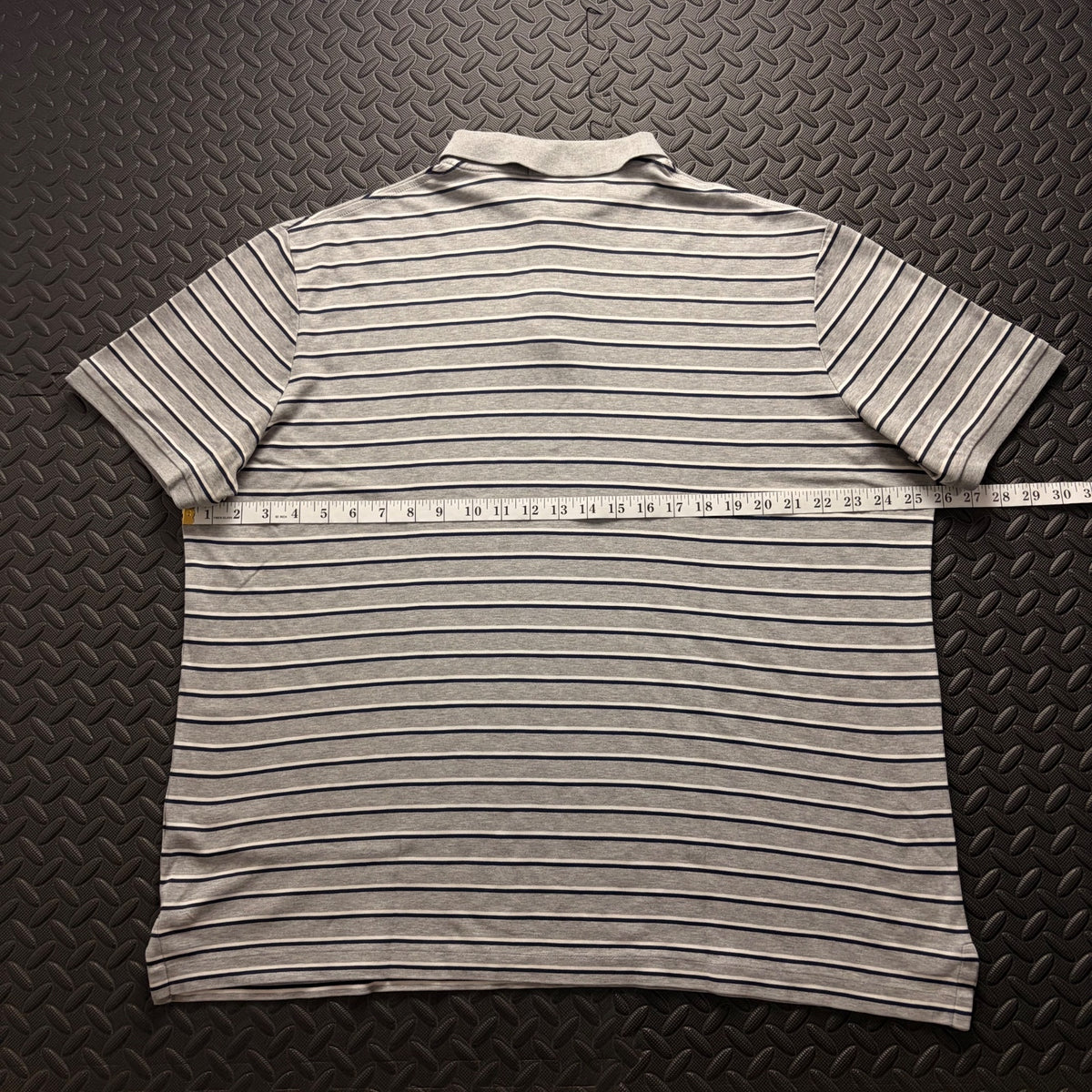 Ralph Lauren Grey Striped Polo Shirt | Men’s Classic Fit XL / 3853