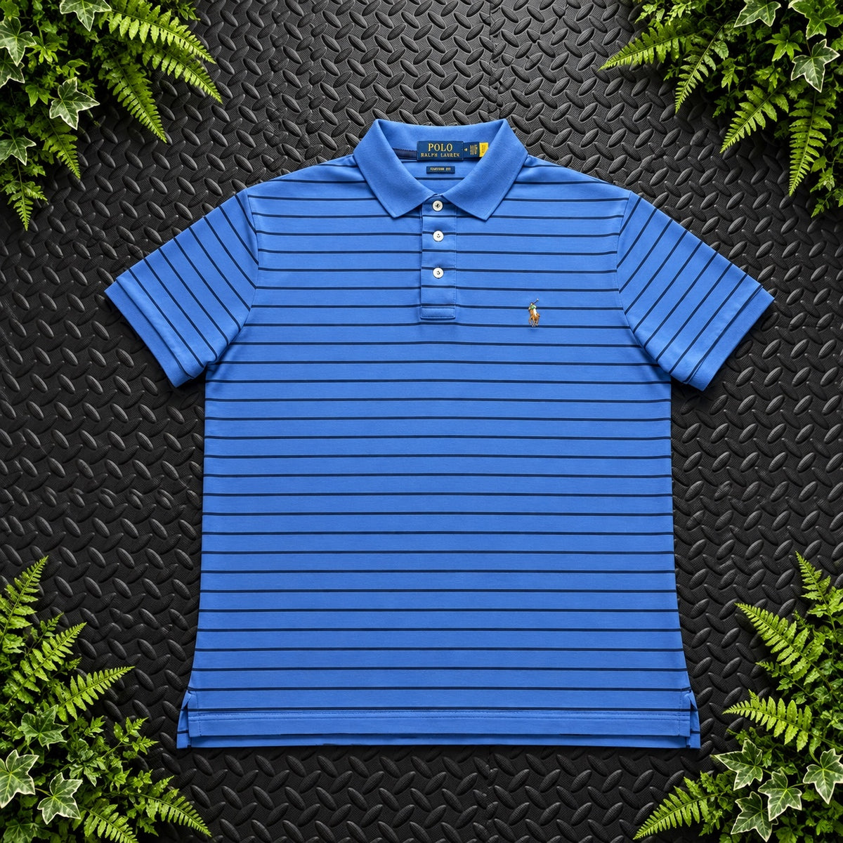Ralph Lauren Blue Striped Polo Shirt | Men’s Classic Fit M / 3753
