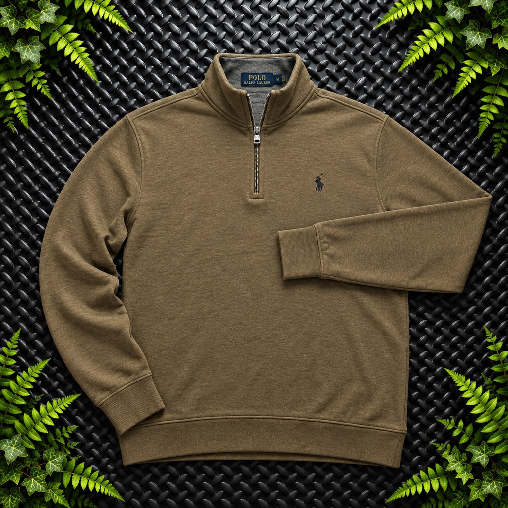 Ralph Lauren Brown 1/4 Zip Jumper | Mens Classic Fit XS / 3739
