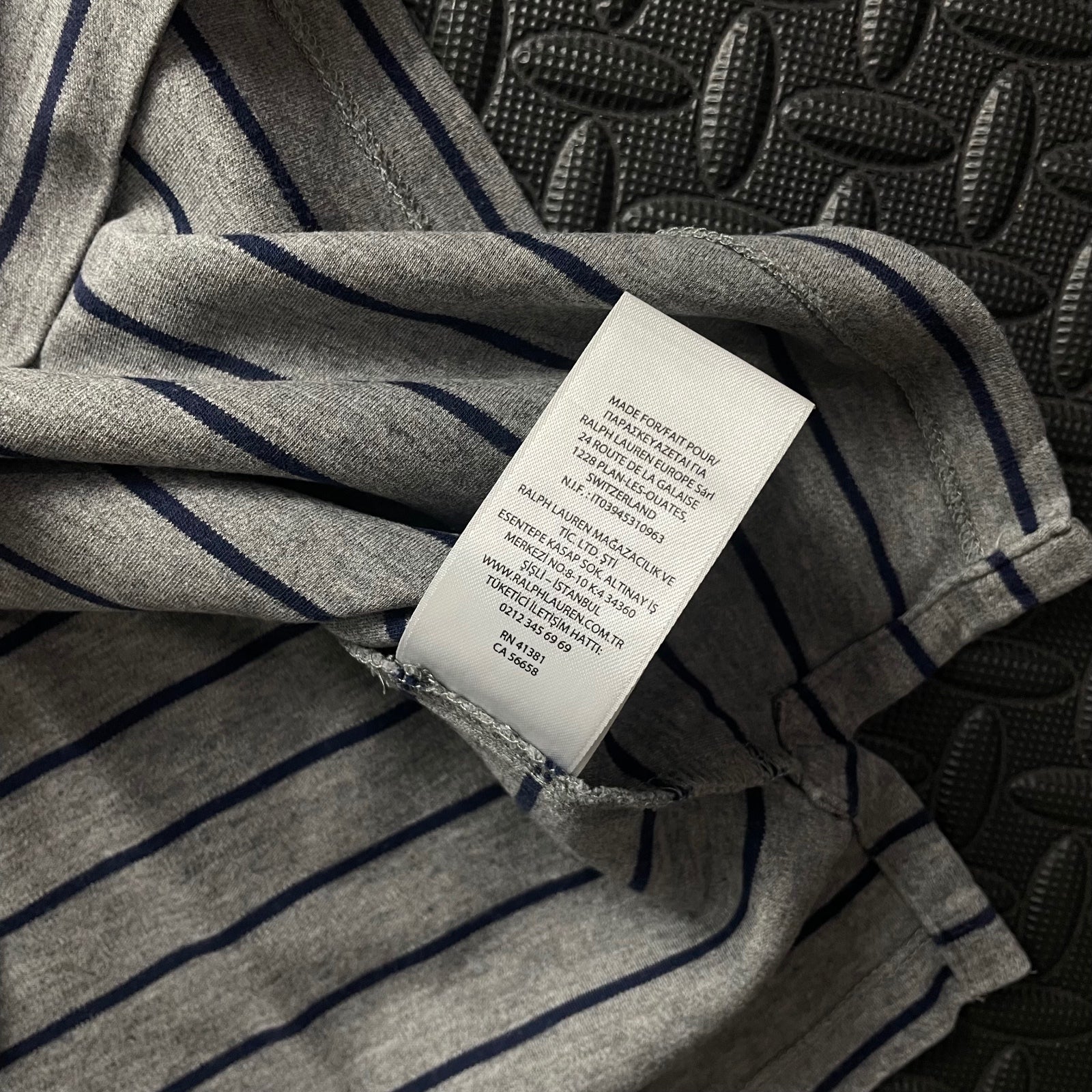 Ralph Lauren Grey Striped Polo Shirt | Men’s Slim Fit M / 3430