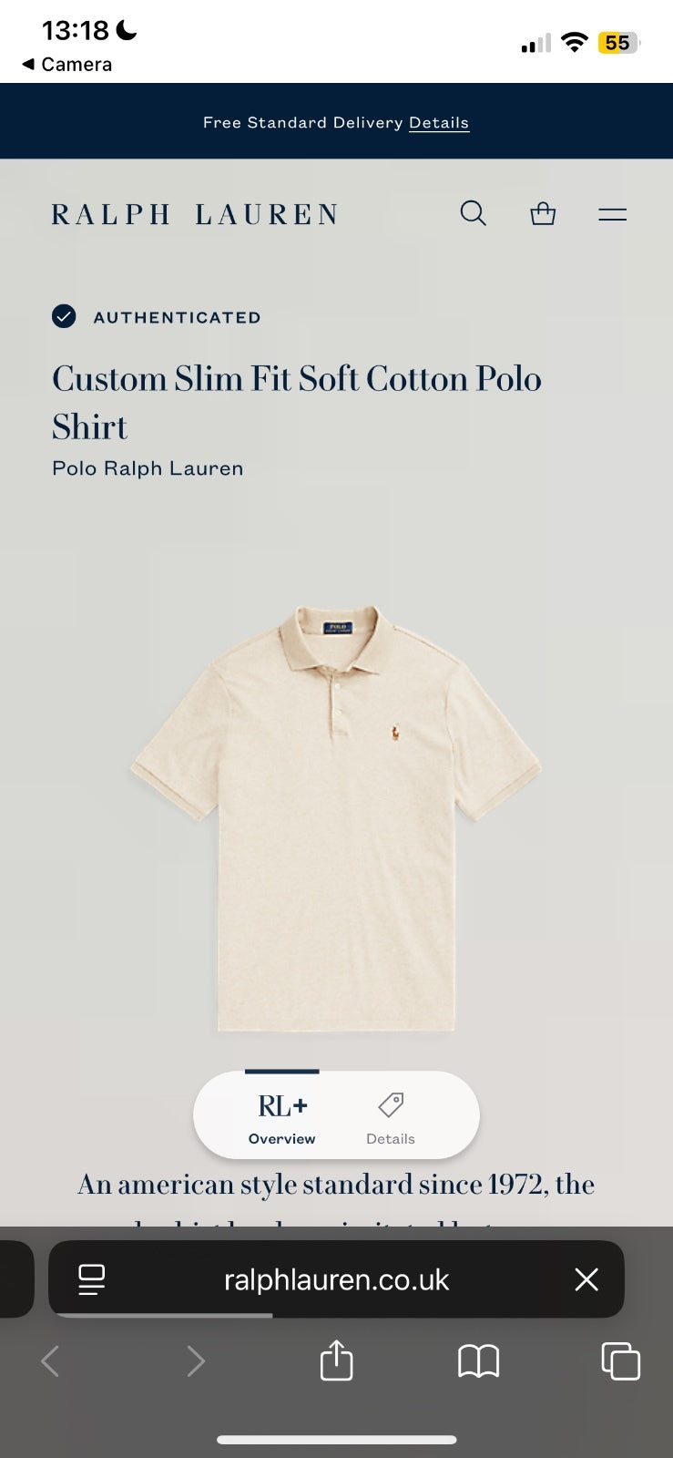 Ralph Lauren Beige Polo Shirt | Men’s Custom Slim Fit XXL / 3700