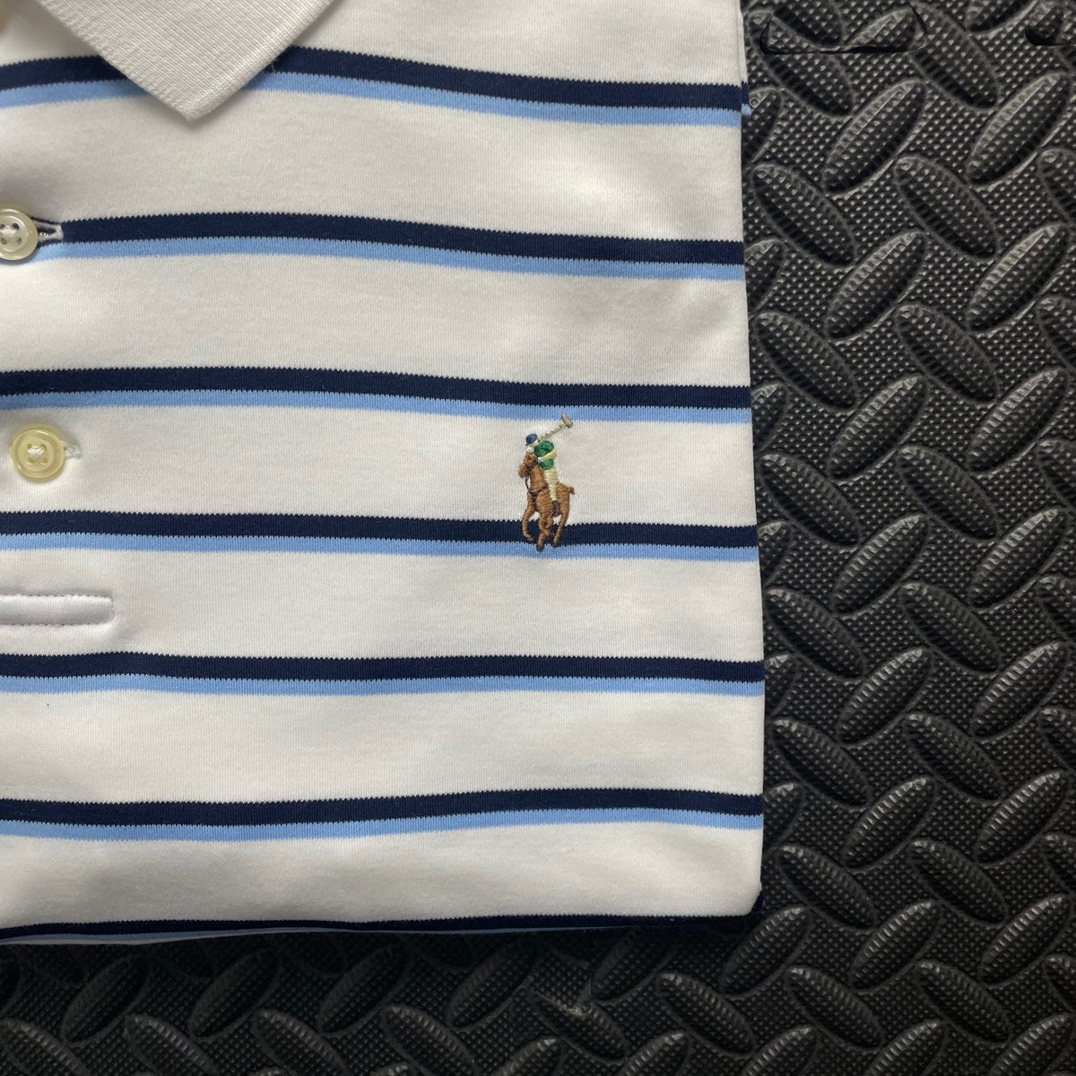 Ralph Lauren White Striped Polo Shirt | Men’s Custom Slim Fit L / 3759