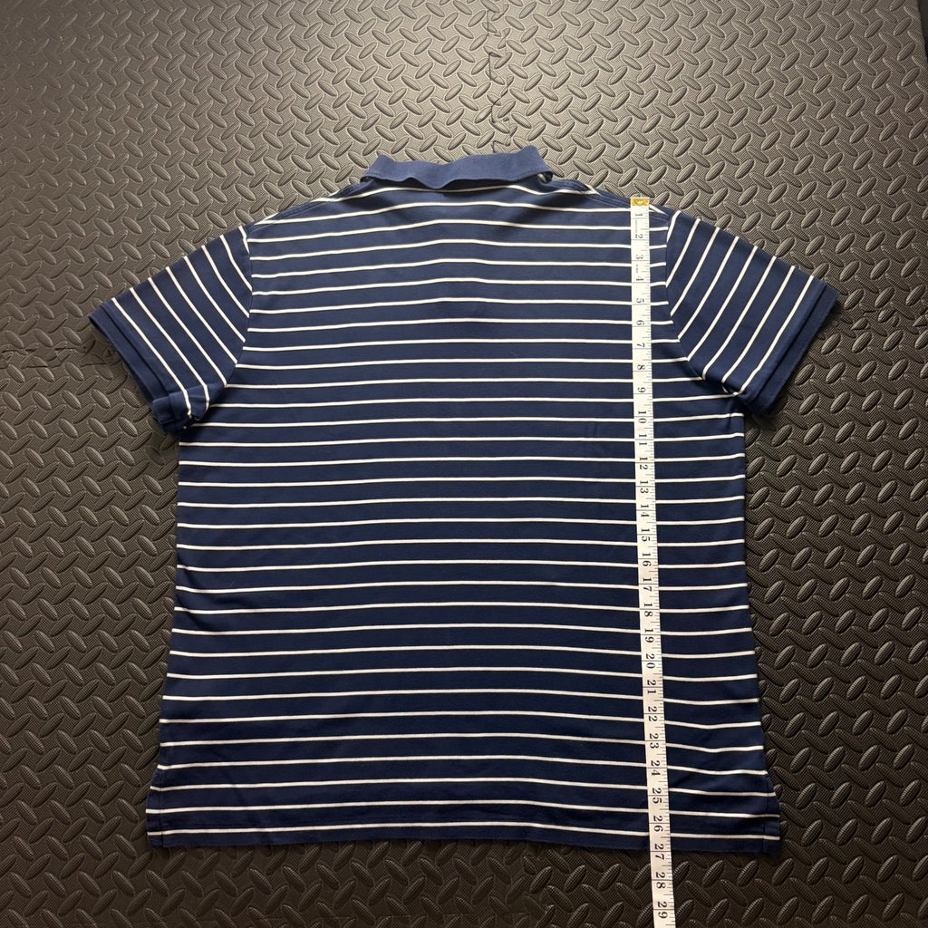 Ralph Lauren Navy Striped Polo Shirt | Men’s Custom Slim Fit XL / 3828