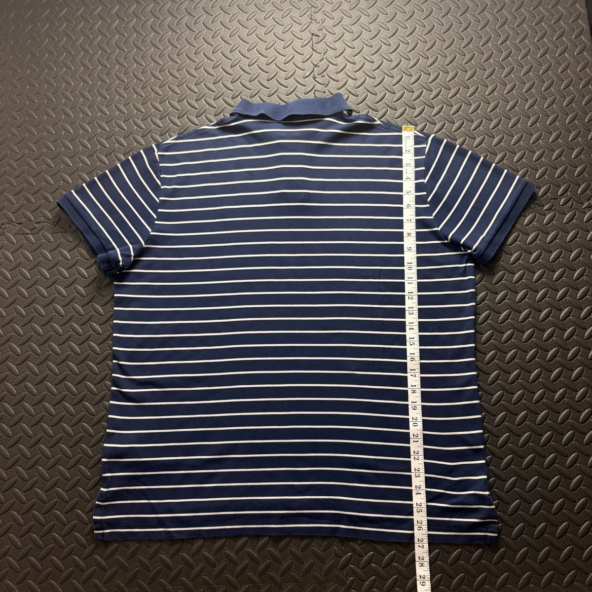 Ralph Lauren Navy Striped Polo Shirt | Men’s Custom Slim Fit XL / 3828