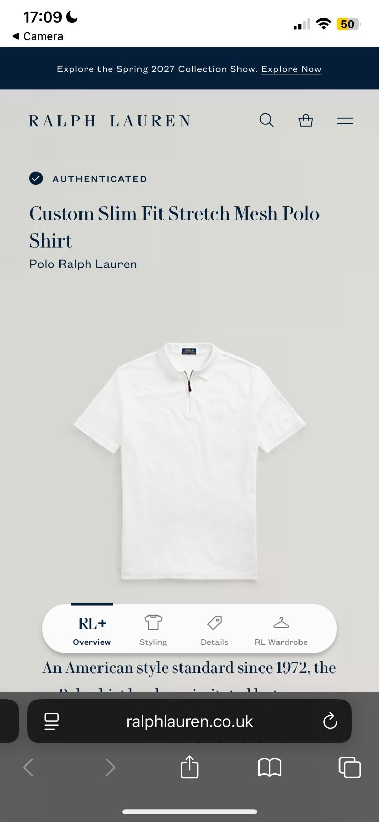 Ralph Lauren White 1/4 Zip Polo Shirt | Men’s Custom Slim Fit M / 3610