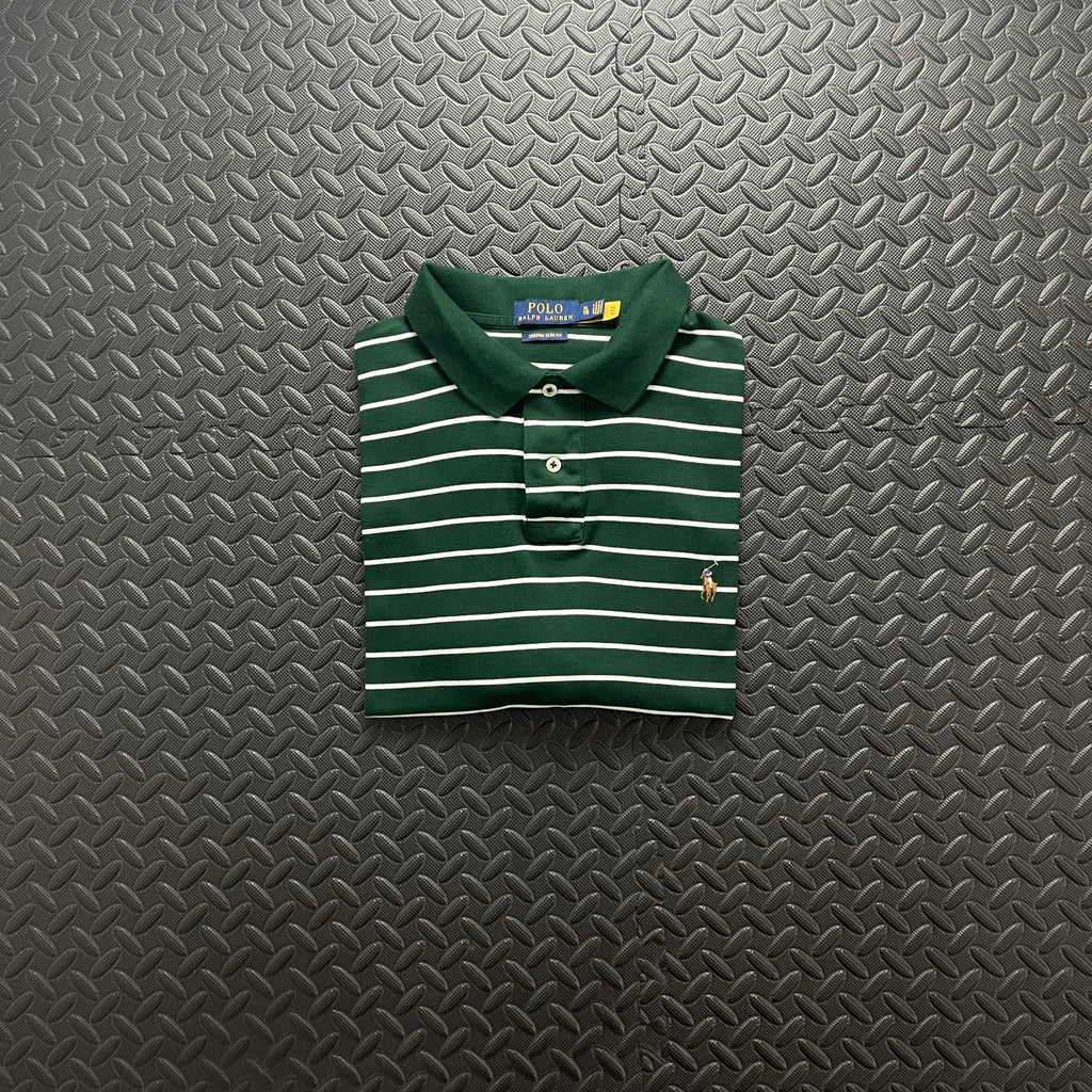 Ralph Lauren Green Striped Polo Shirt | Men’s Custom Slim Fit XL / 3704