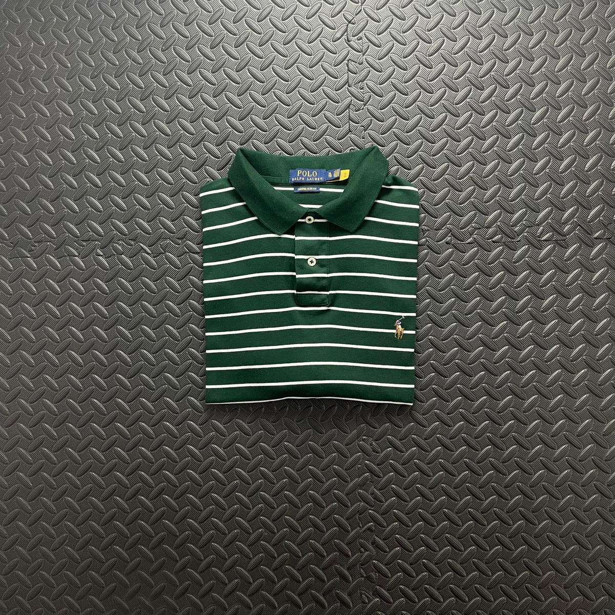 Ralph Lauren Green Striped Polo Shirt | Men’s Custom Slim Fit XL / 3704