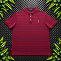 Ralph Lauren Burgundy Striped Polo Shirt | Men’s Slim Fit L / 3844
