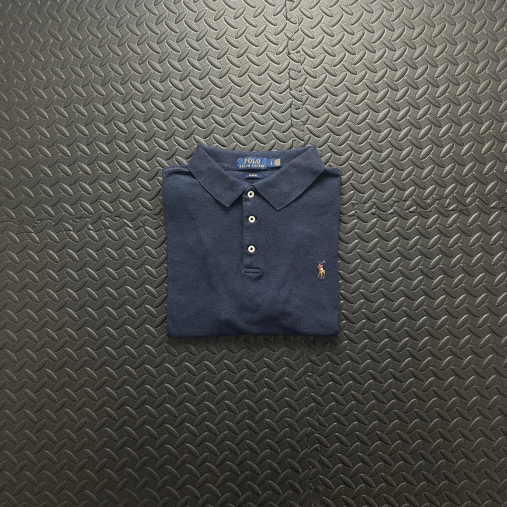 Ralph Lauren Navy Blue Polo Shirt | Men’s Slim Fit L / 3696