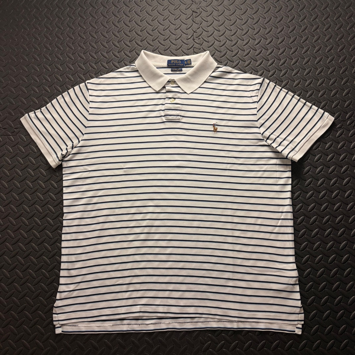 Ralph Lauren White Striped Polo Shirt | Men’s Custom Slim Fit XL / 3830