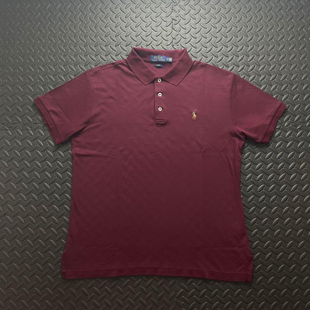 Ralph Lauren Burgundy Polo Shirt | Men’s Slim Fit L / 3474