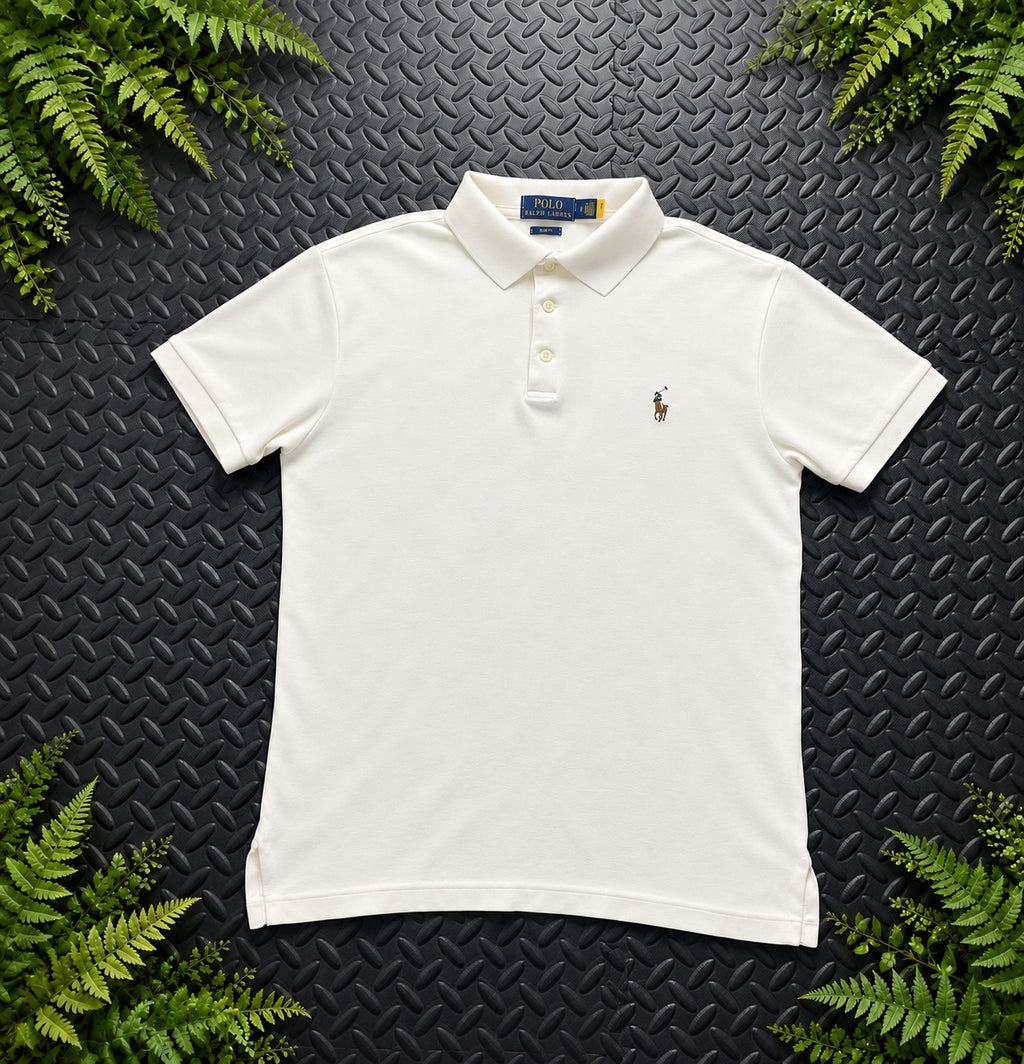 Ralph Lauren Cream White Polo Shirt | Men’s Slim Fit S / 3757