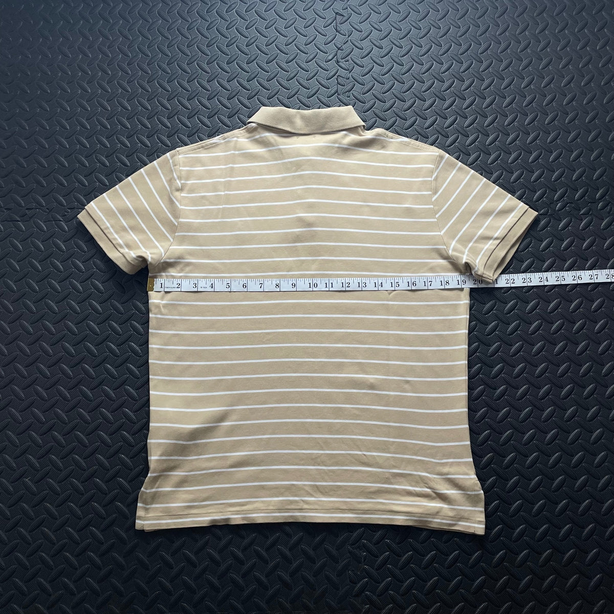 Ralph Lauren Beige Striped Polo Shirt | Men’s Custom Slim Fit S / 3651